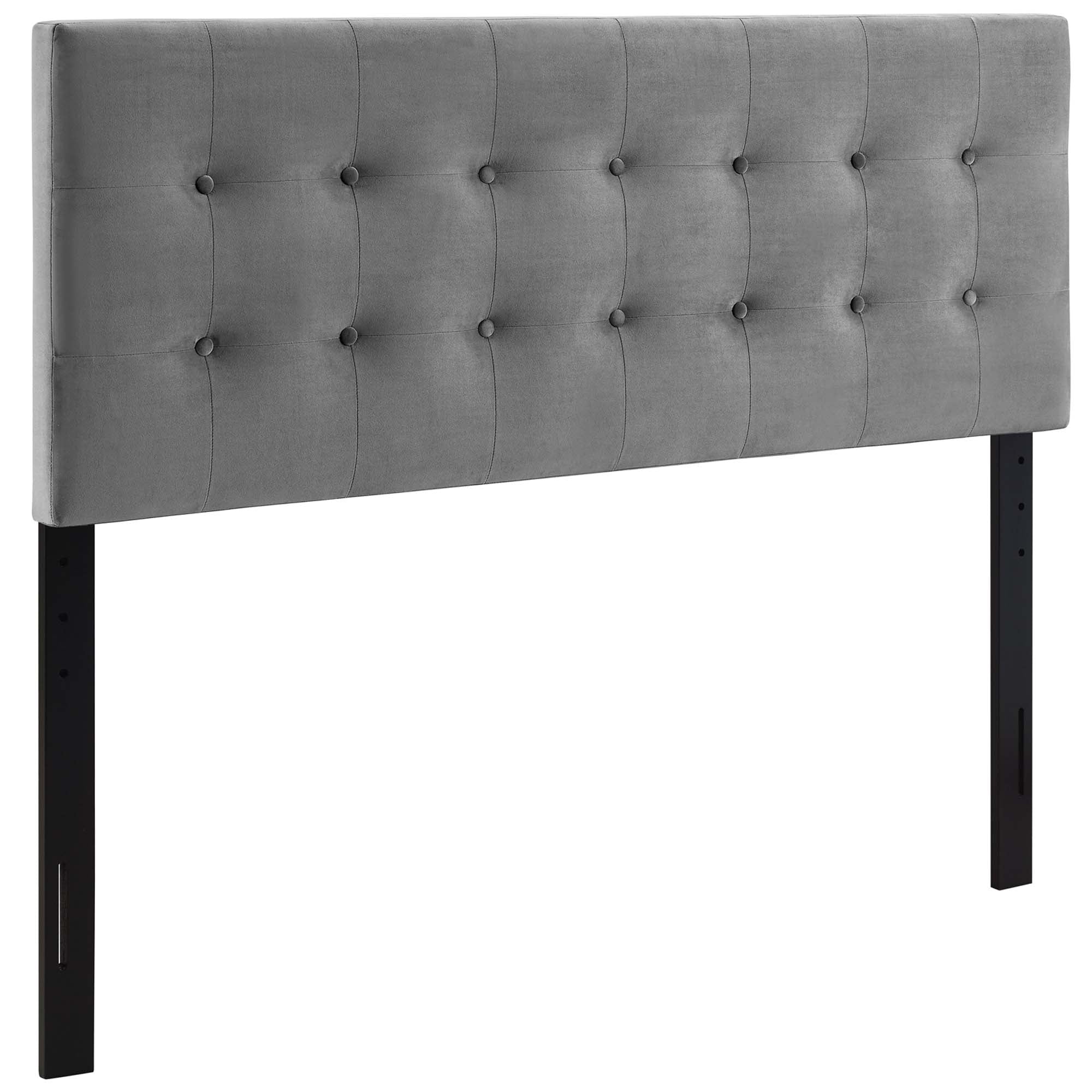 Emily Biscuit Tufted Performance Velvet King Headboard, Gray