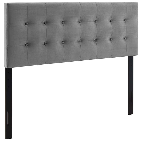 Emily Biscuit Tufted Performance Velvet King Headboard, Gray
