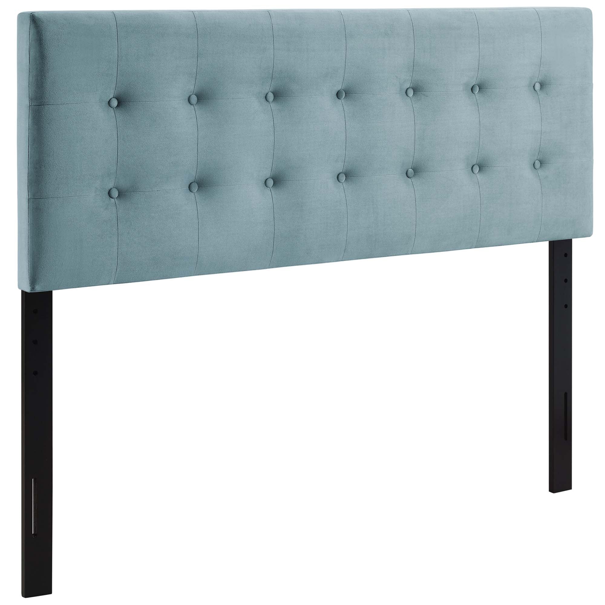 Emily Biscuit Tufted Performance Velvet King Headboard, Light Blue
