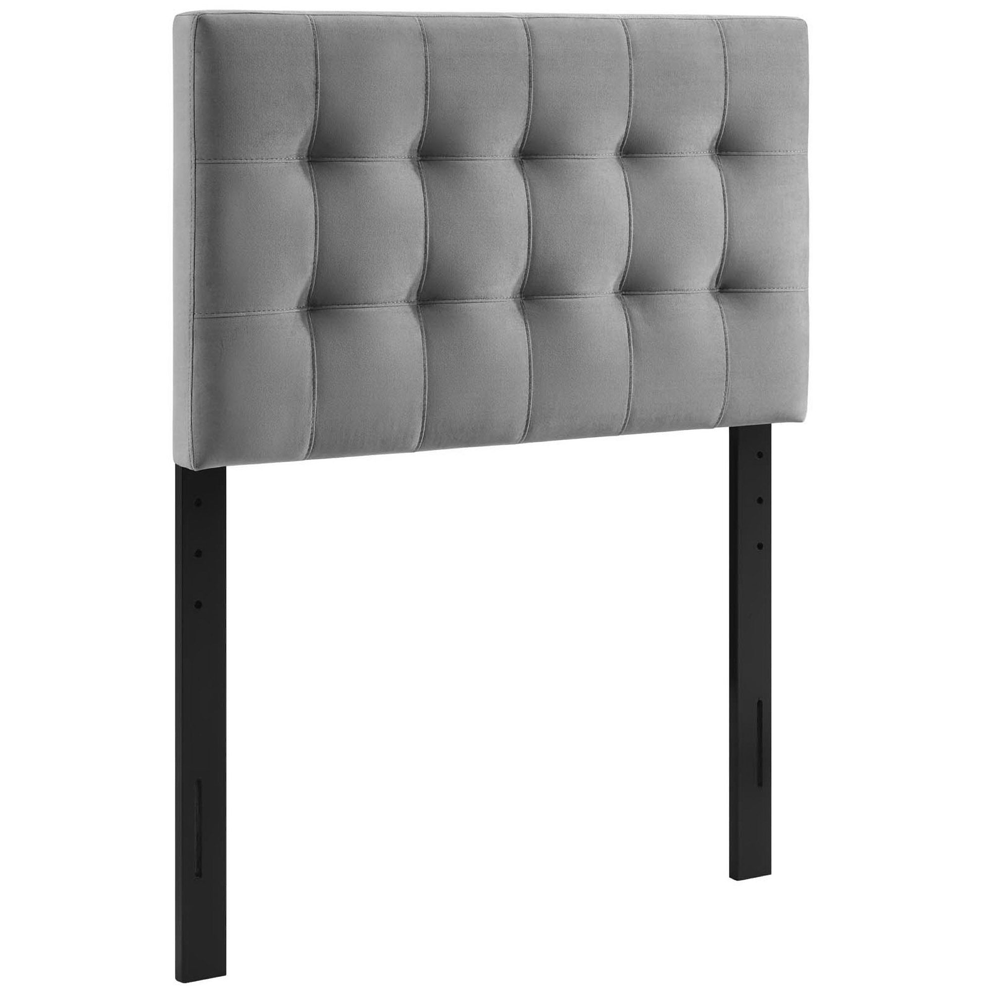 Lily Biscuit Tufted Performance Velvet Twin Headboard, Gray