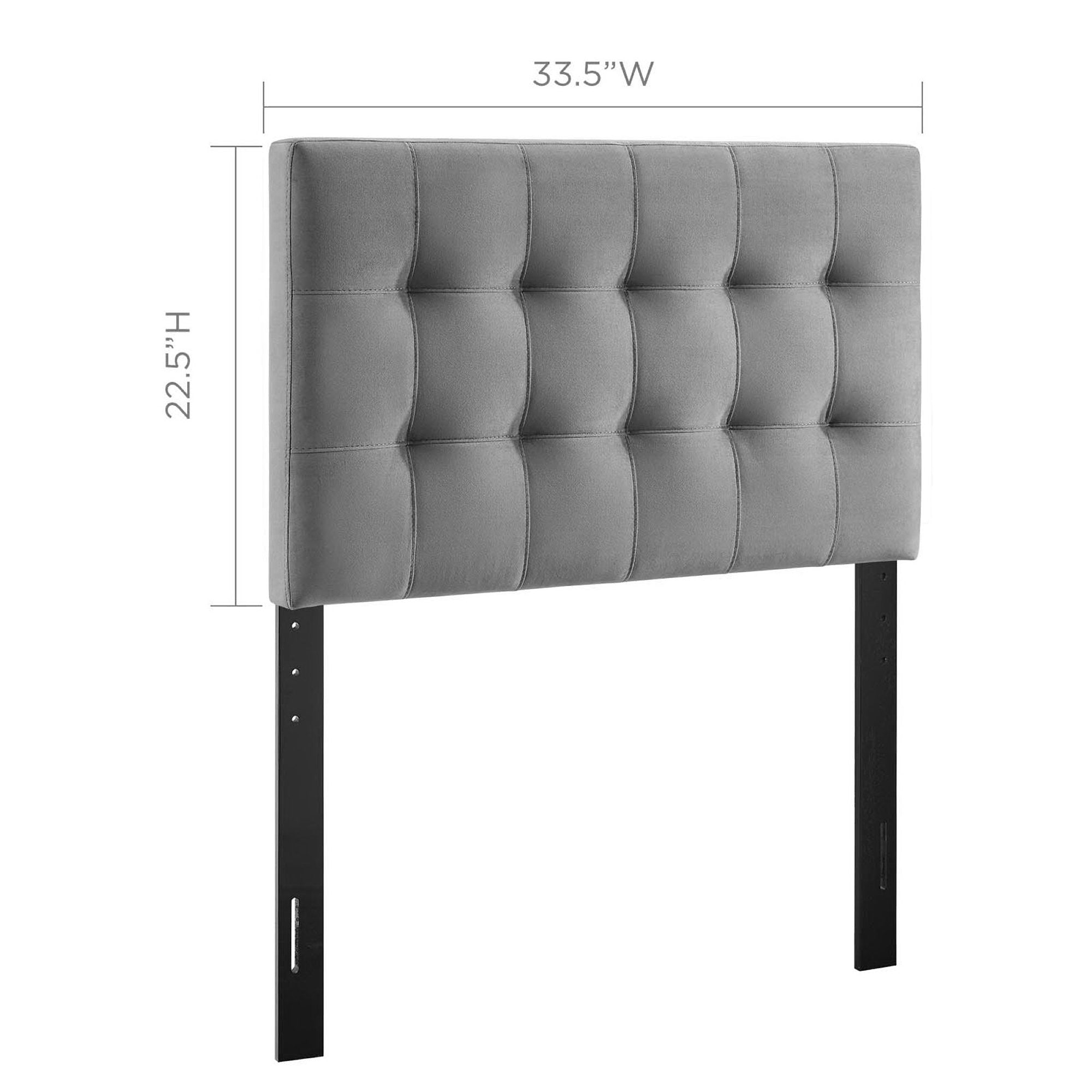 Lily Biscuit Tufted Performance Velvet Twin Headboard, Gray
