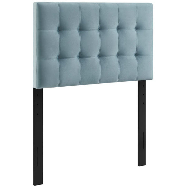 Lily Biscuit Tufted Performance Velvet Twin Headboard, Light Blue