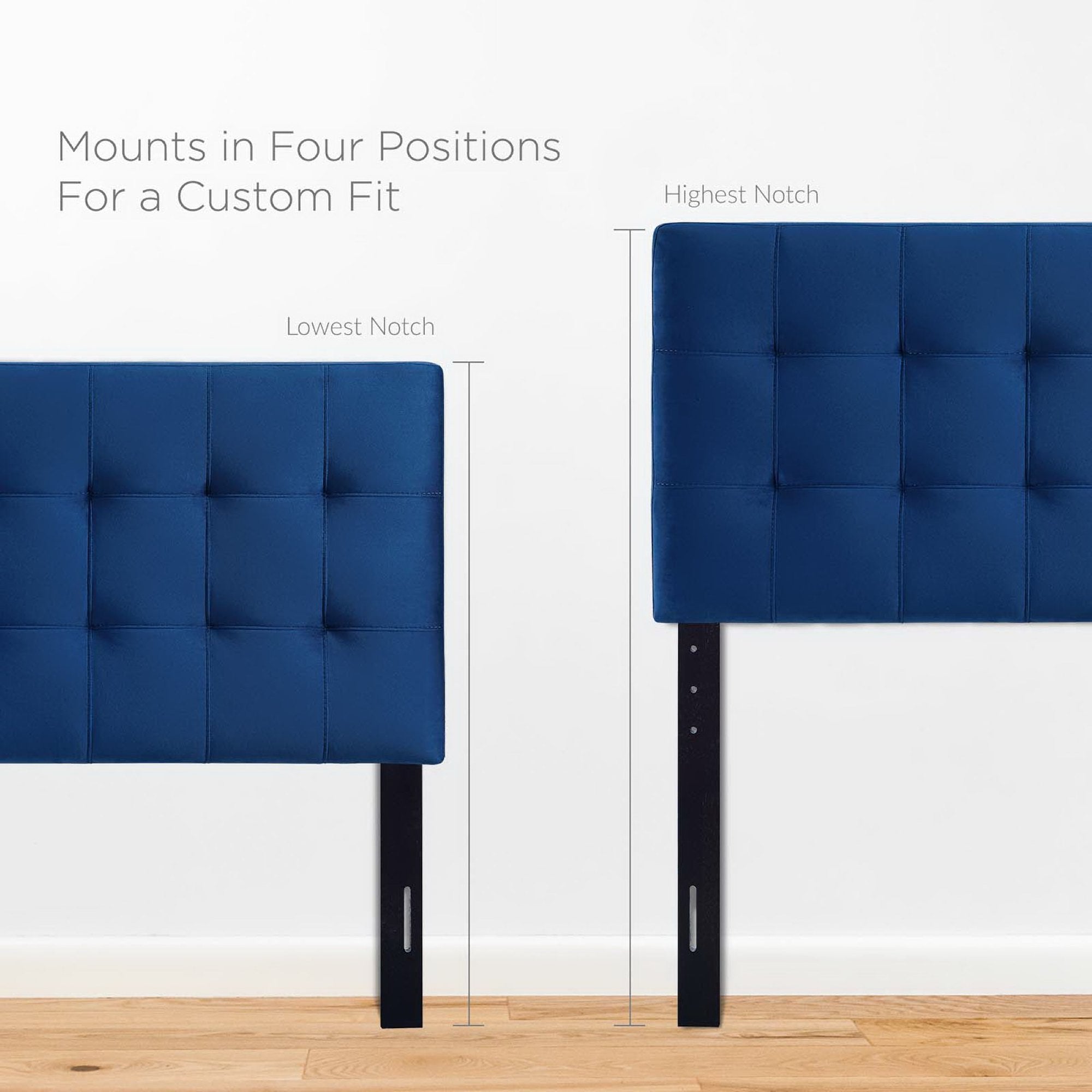 Lily Biscuit Tufted Performance Velvet Twin Headboard, Navy