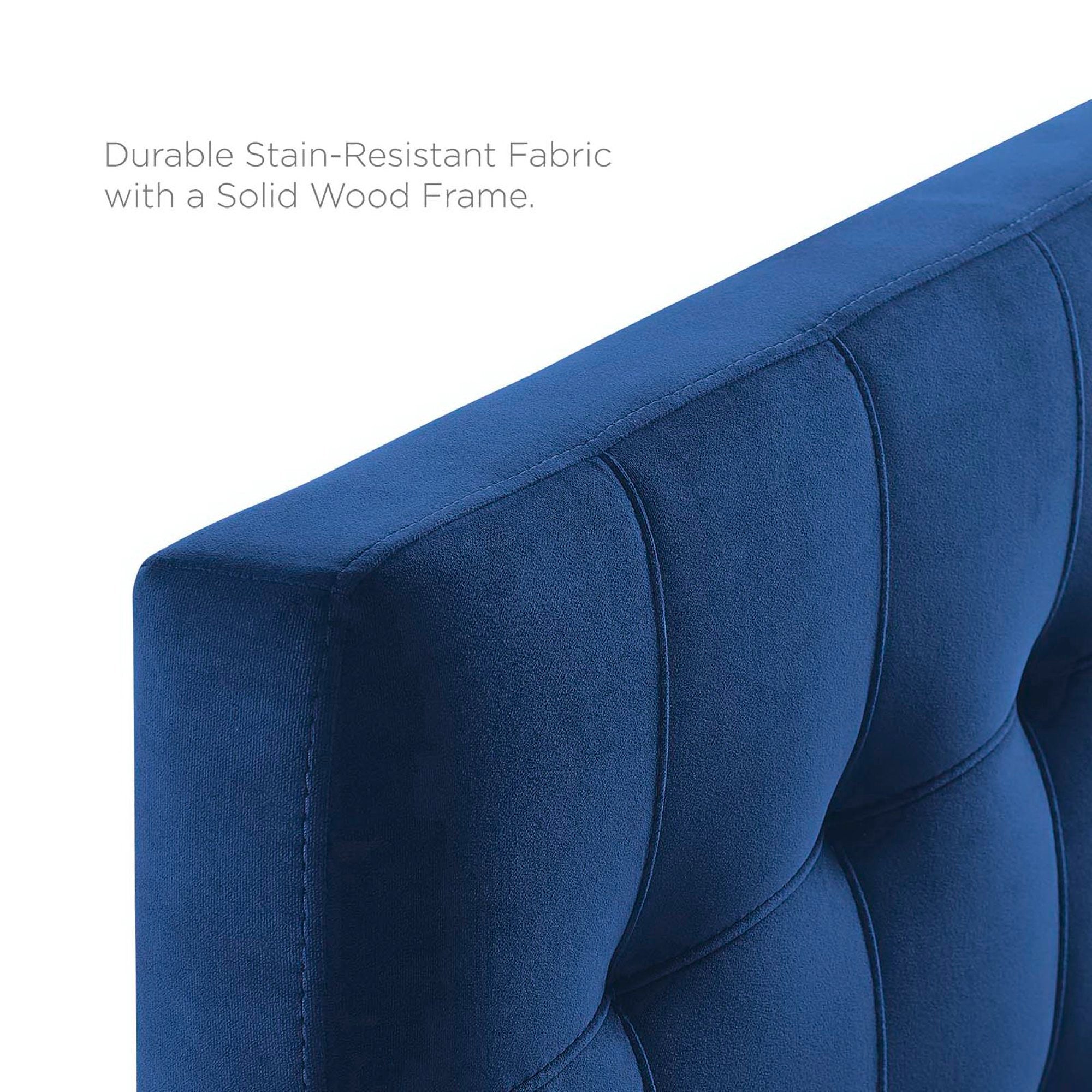 Lily Biscuit Tufted Performance Velvet Twin Headboard, Navy