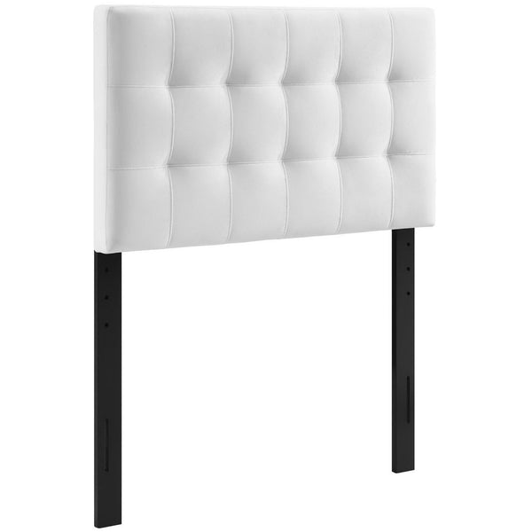 Lily Biscuit Tufted Performance Velvet Twin Headboard, White