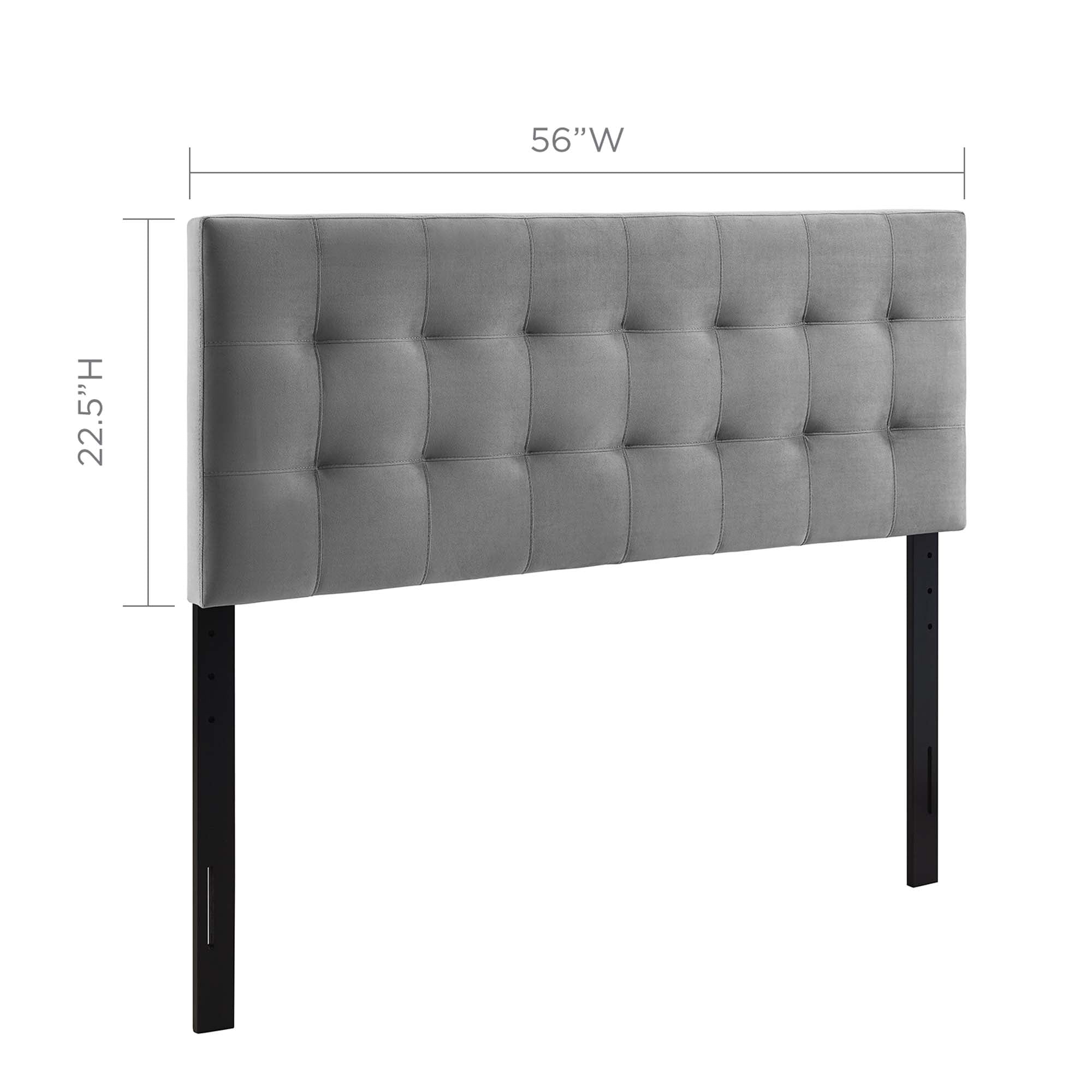 Lily Biscuit Tufted Performance Velvet Full Headboard, Gray