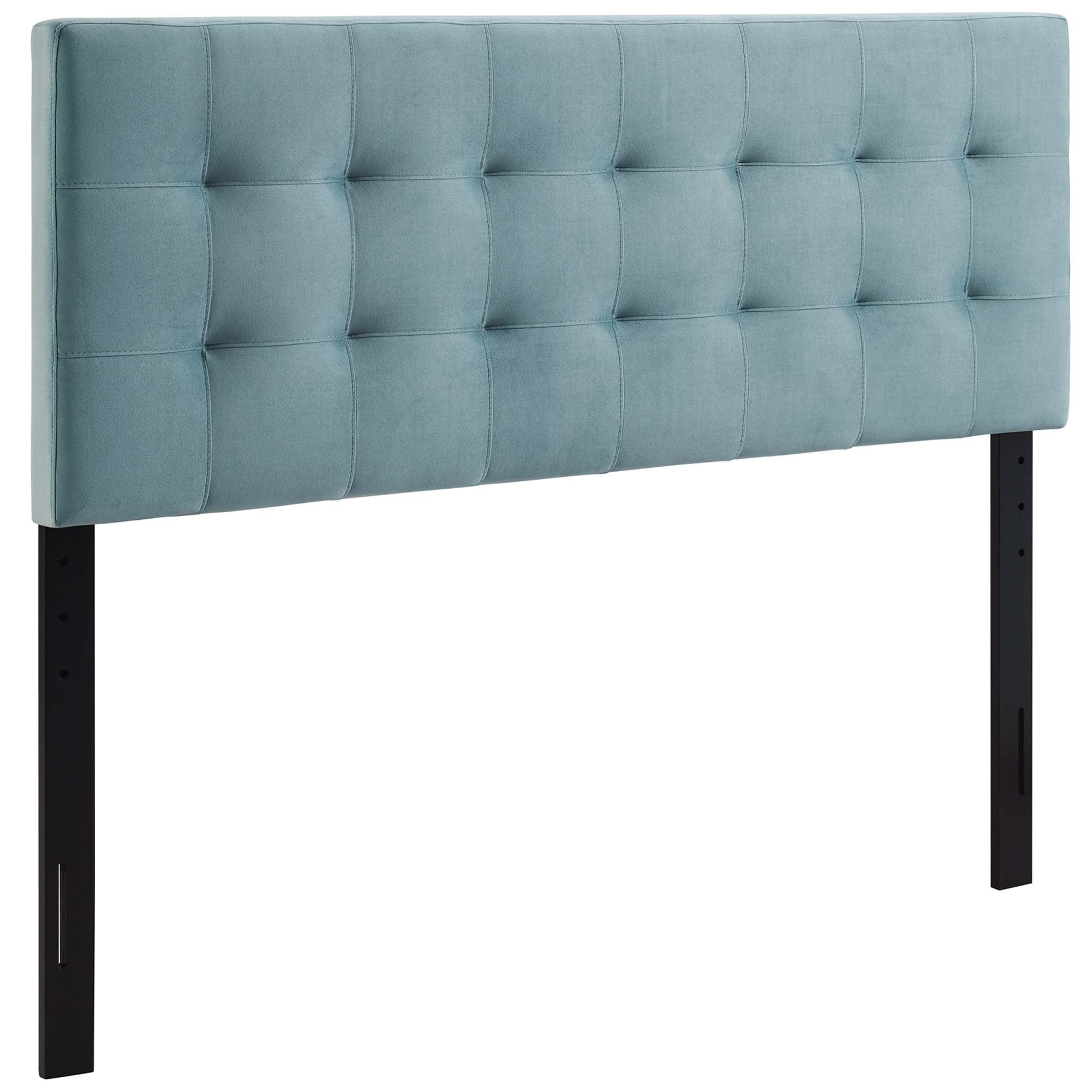 Lily Biscuit Tufted Performance Velvet Full Headboard, Light Blue