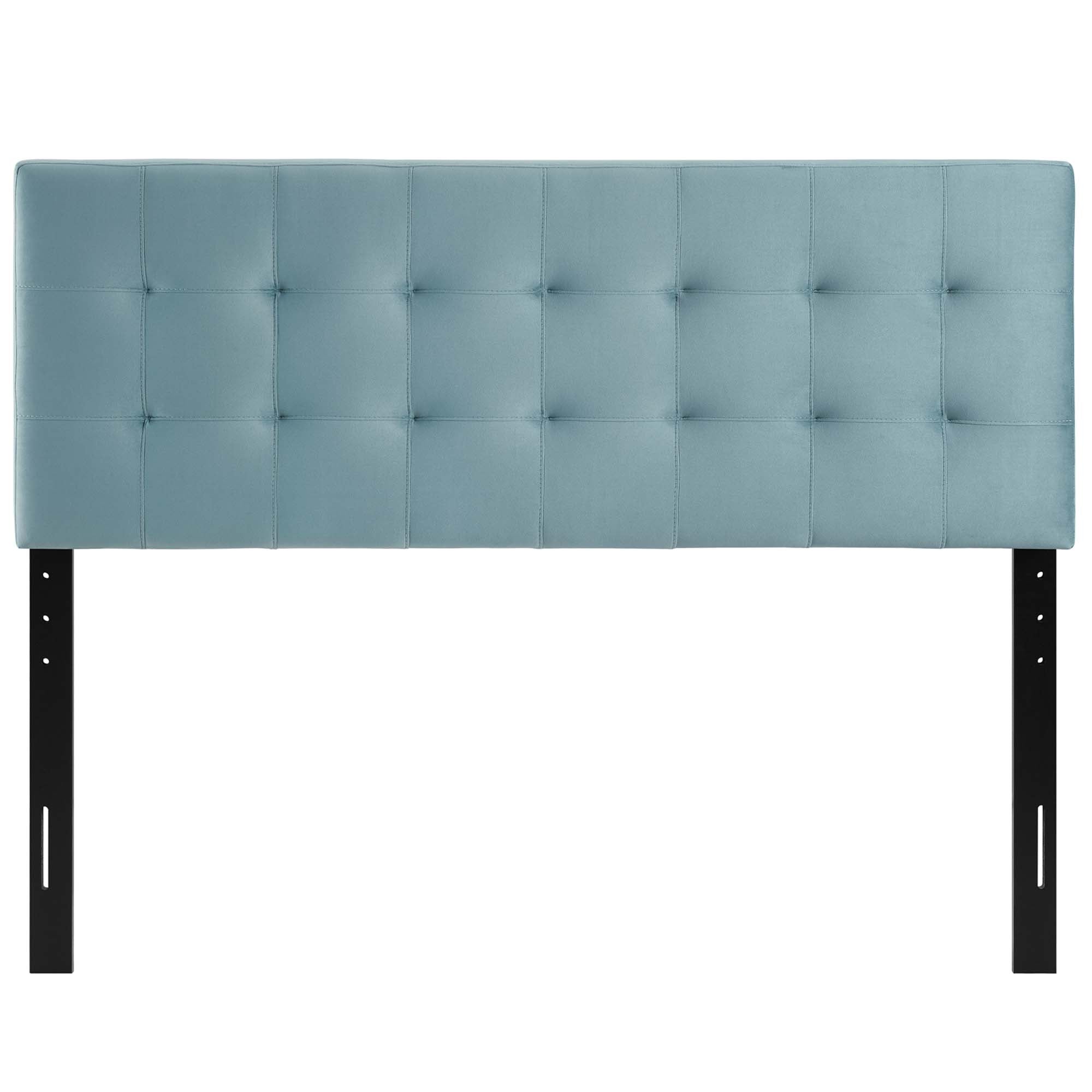 Lily Biscuit Tufted Performance Velvet Full Headboard, Light Blue