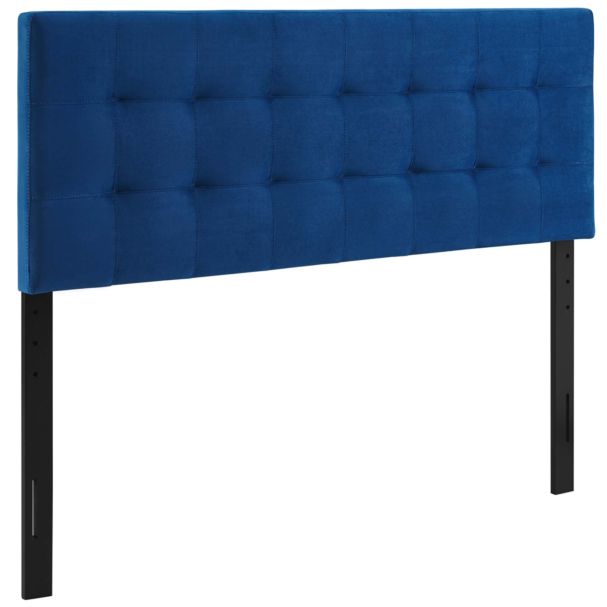 Lily Biscuit Tufted Performance Velvet Queen Headboard, Navy