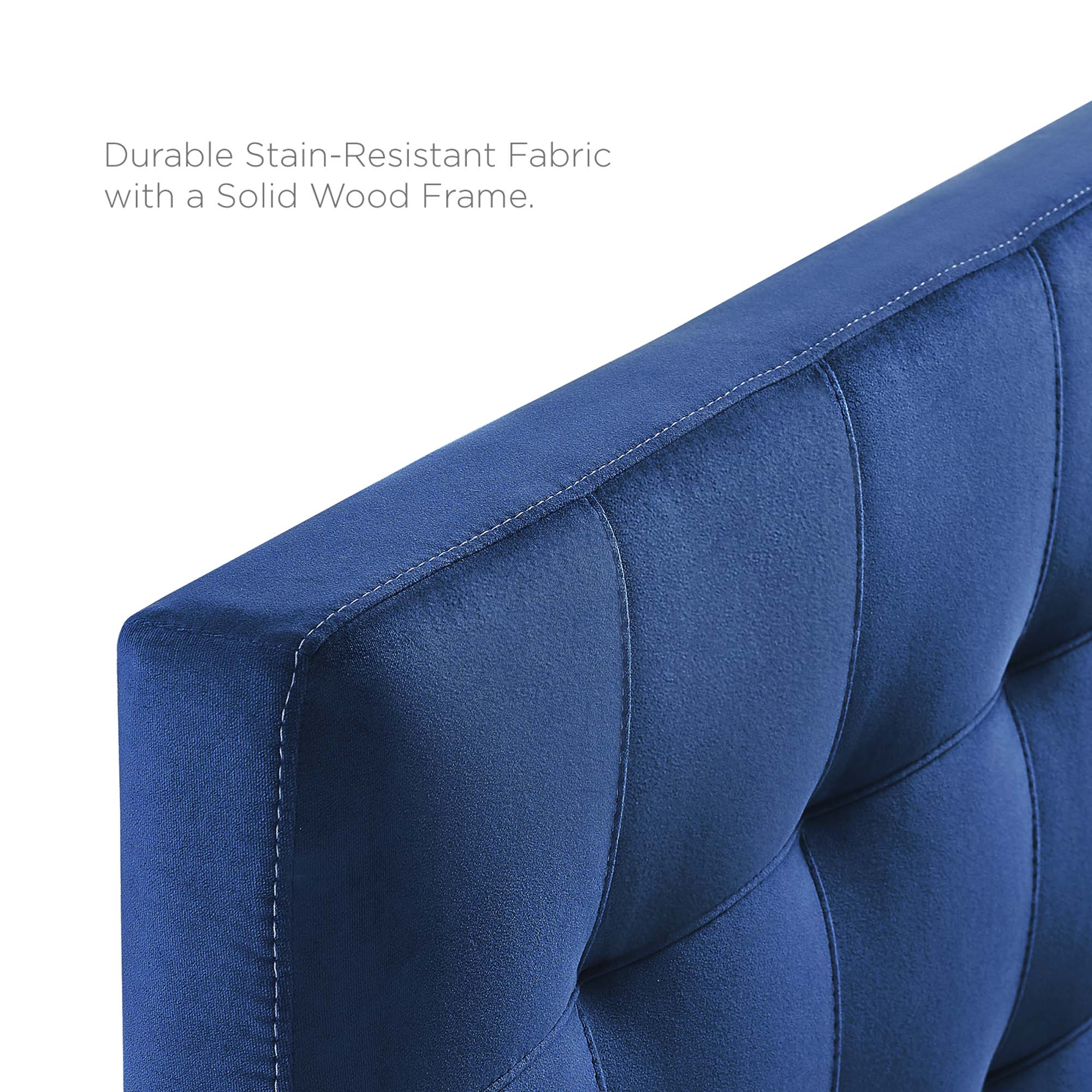Lily Biscuit Tufted Performance Velvet Queen Headboard, Navy