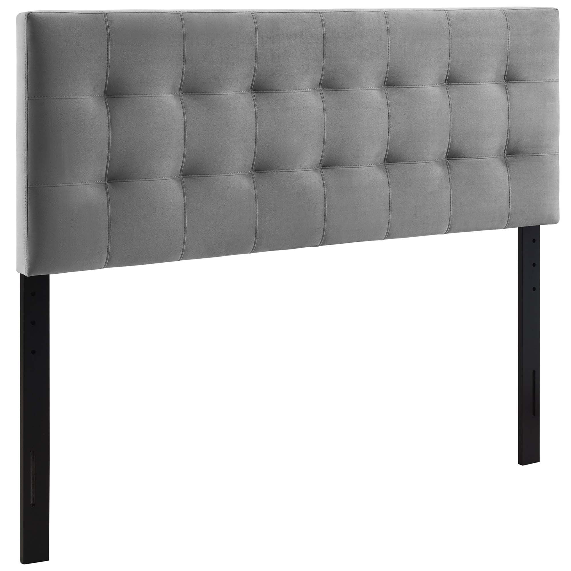 Lily Biscuit Tufted Performance Velvet King Headboard, Gray