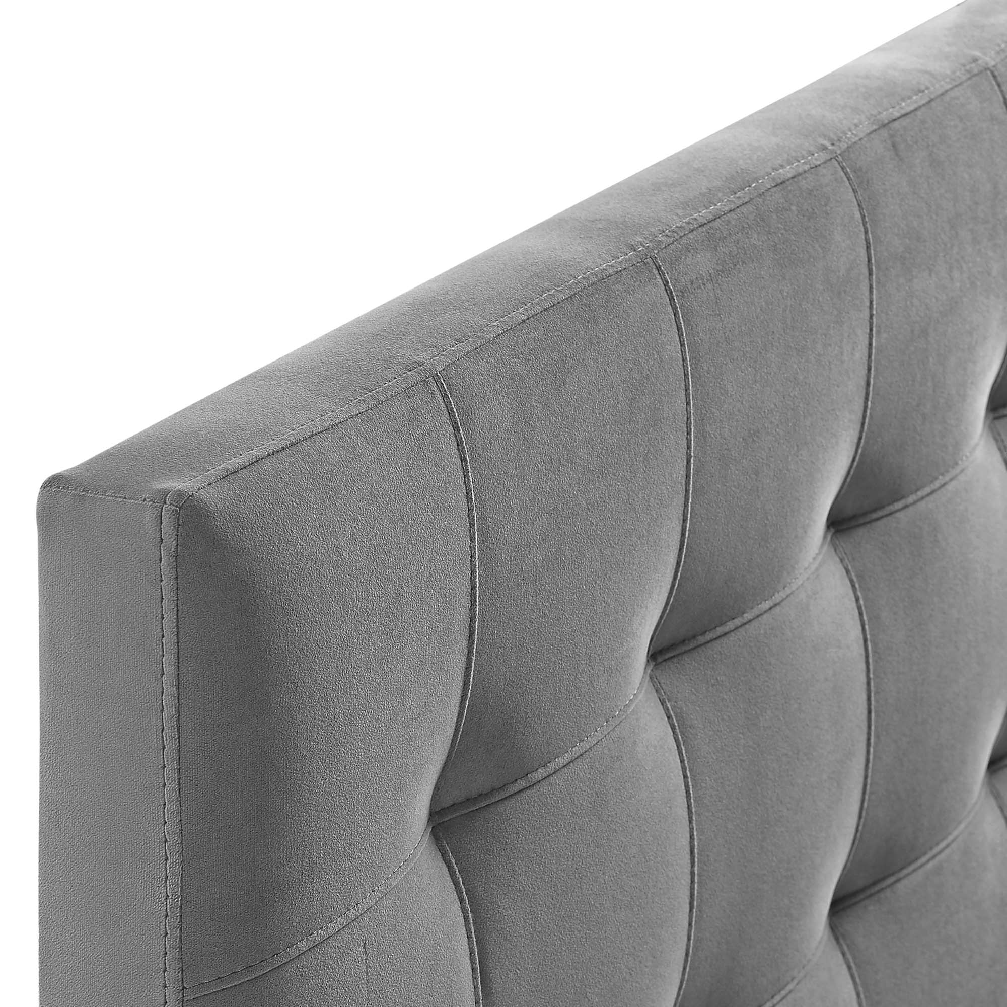 Lily Biscuit Tufted Performance Velvet King Headboard, Gray