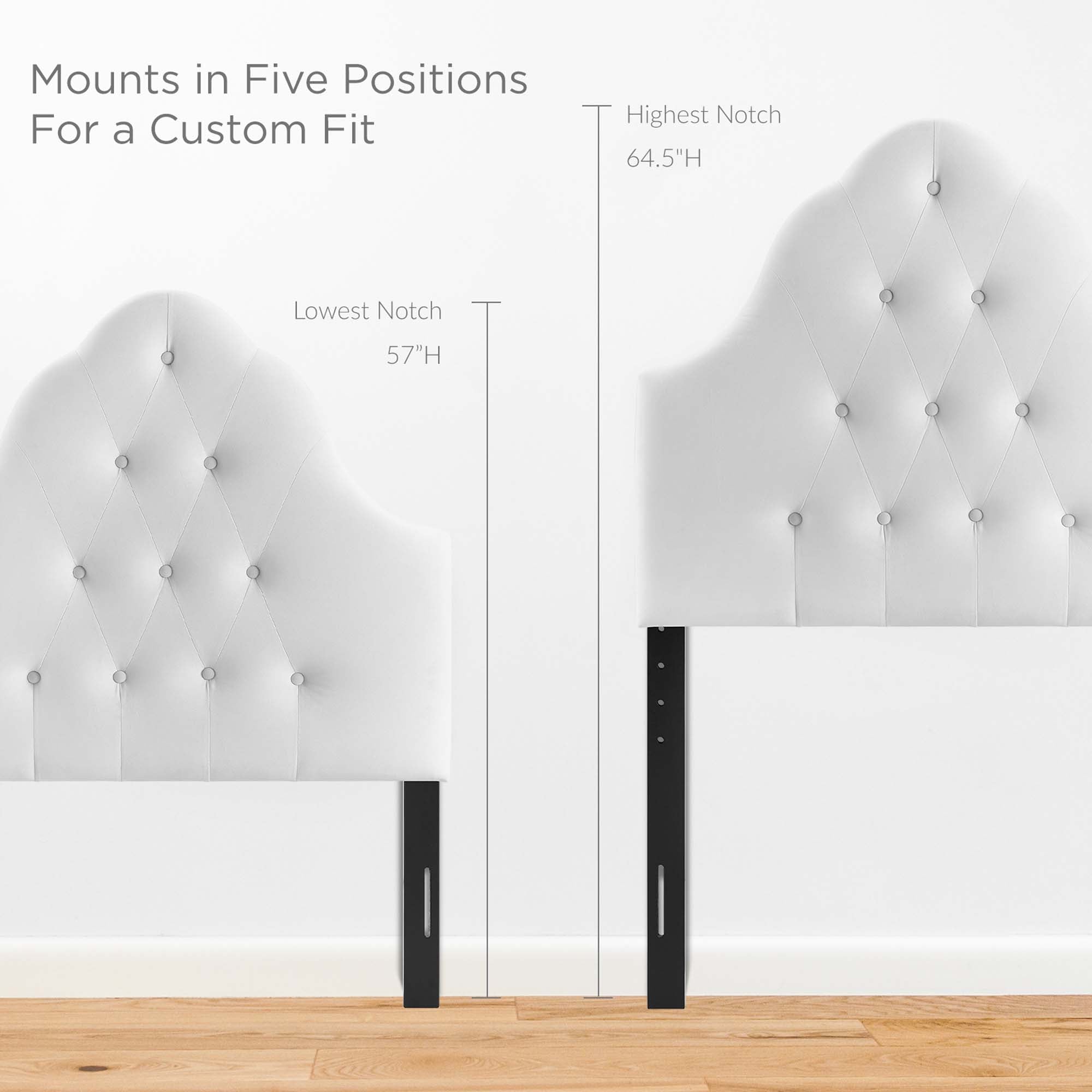 Sovereign Diamond Tufted Performance Velvet Twin Headboard, White