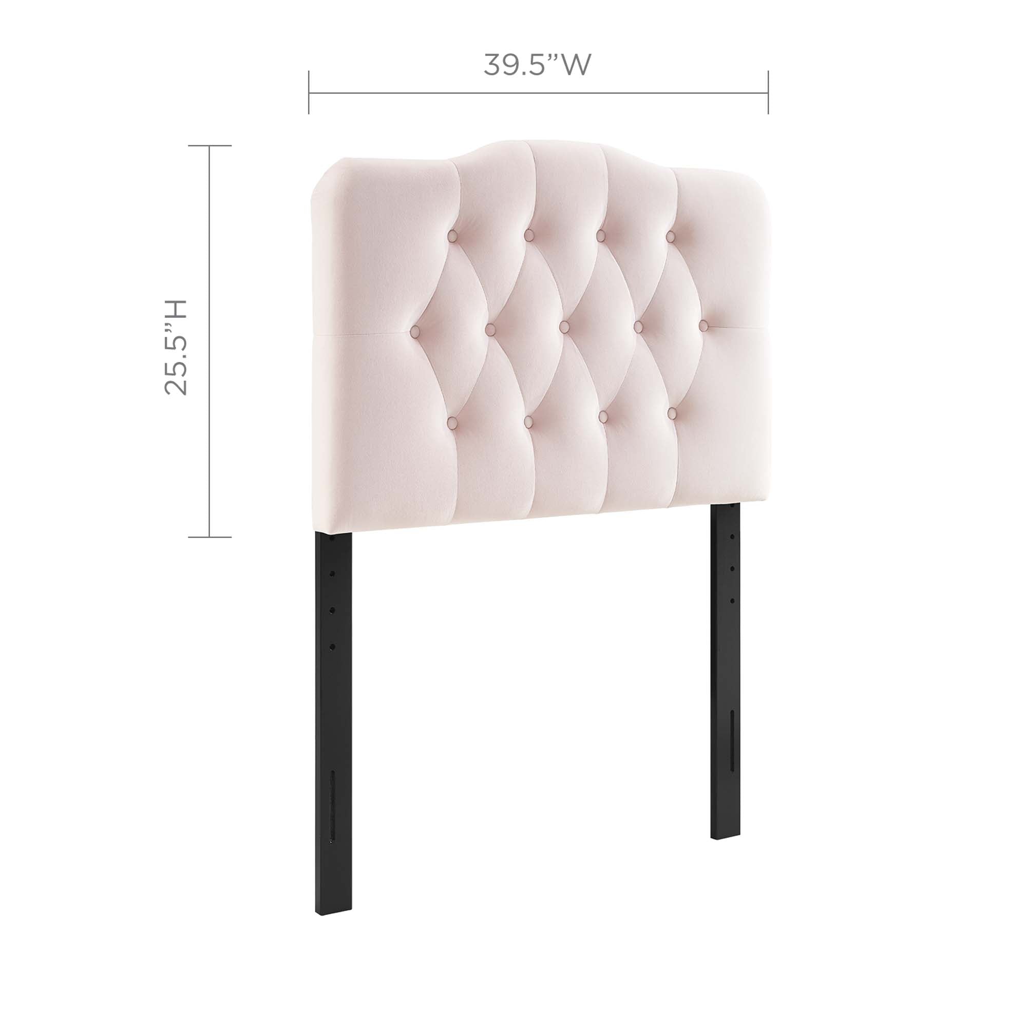 Annabel Diamond Tufted Performance Velvet Twin Headboard, Pink