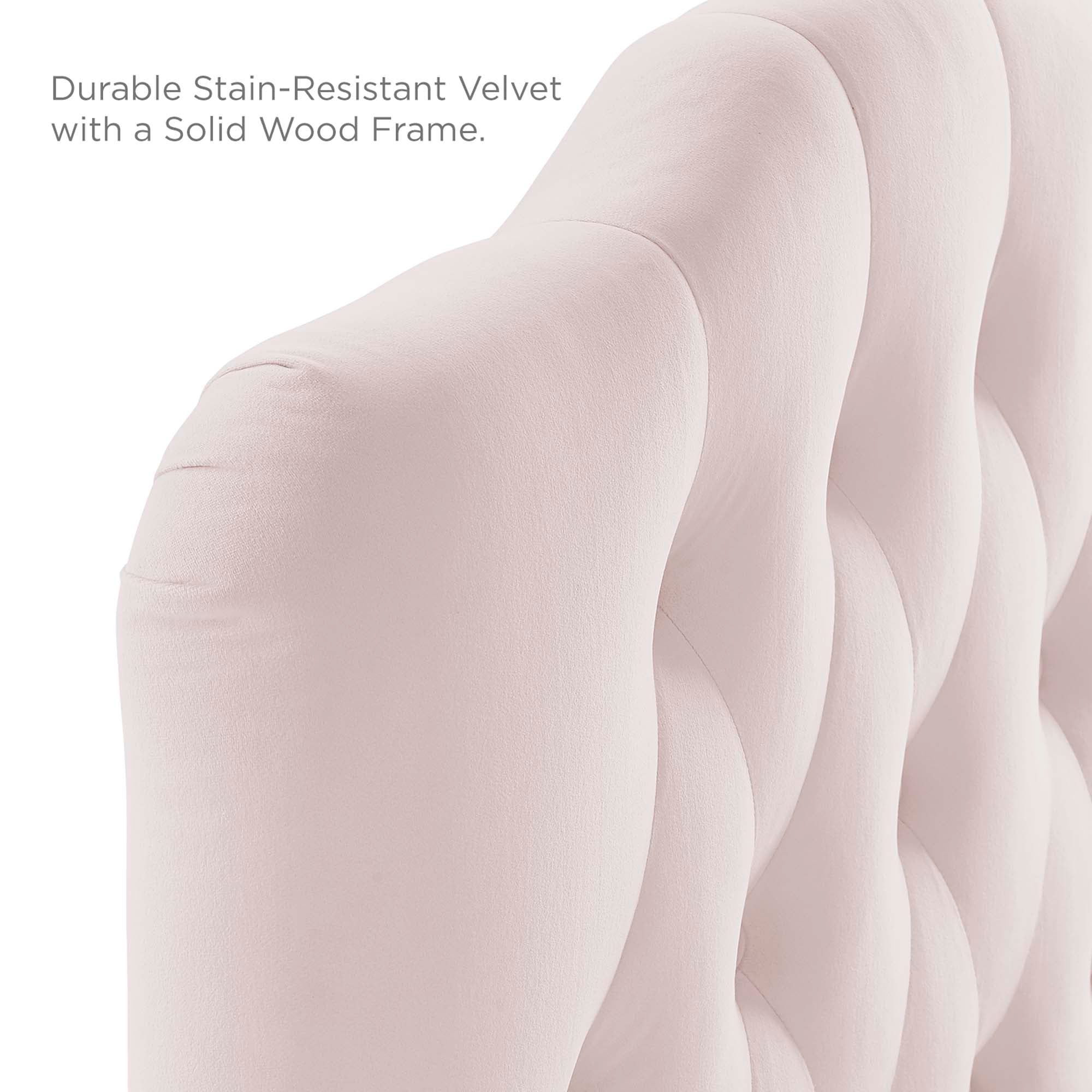 Annabel Diamond Tufted Performance Velvet Twin Headboard, Pink
