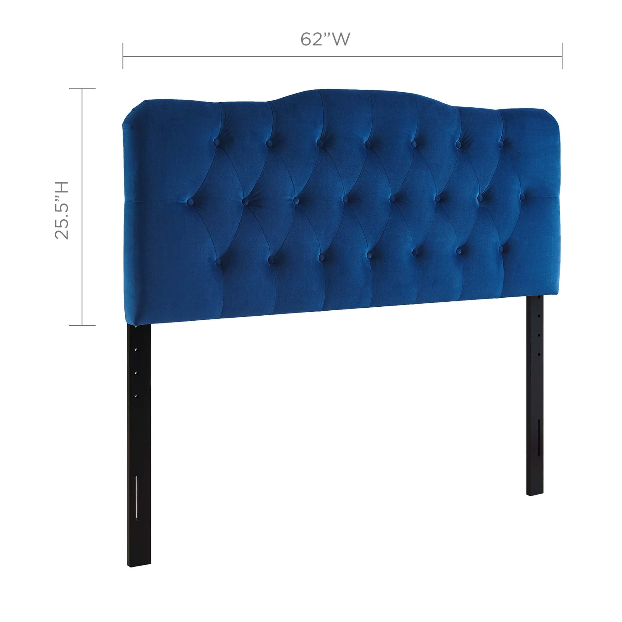 Annabel Diamond Tufted Performance Velvet Queen Headboard, Navy