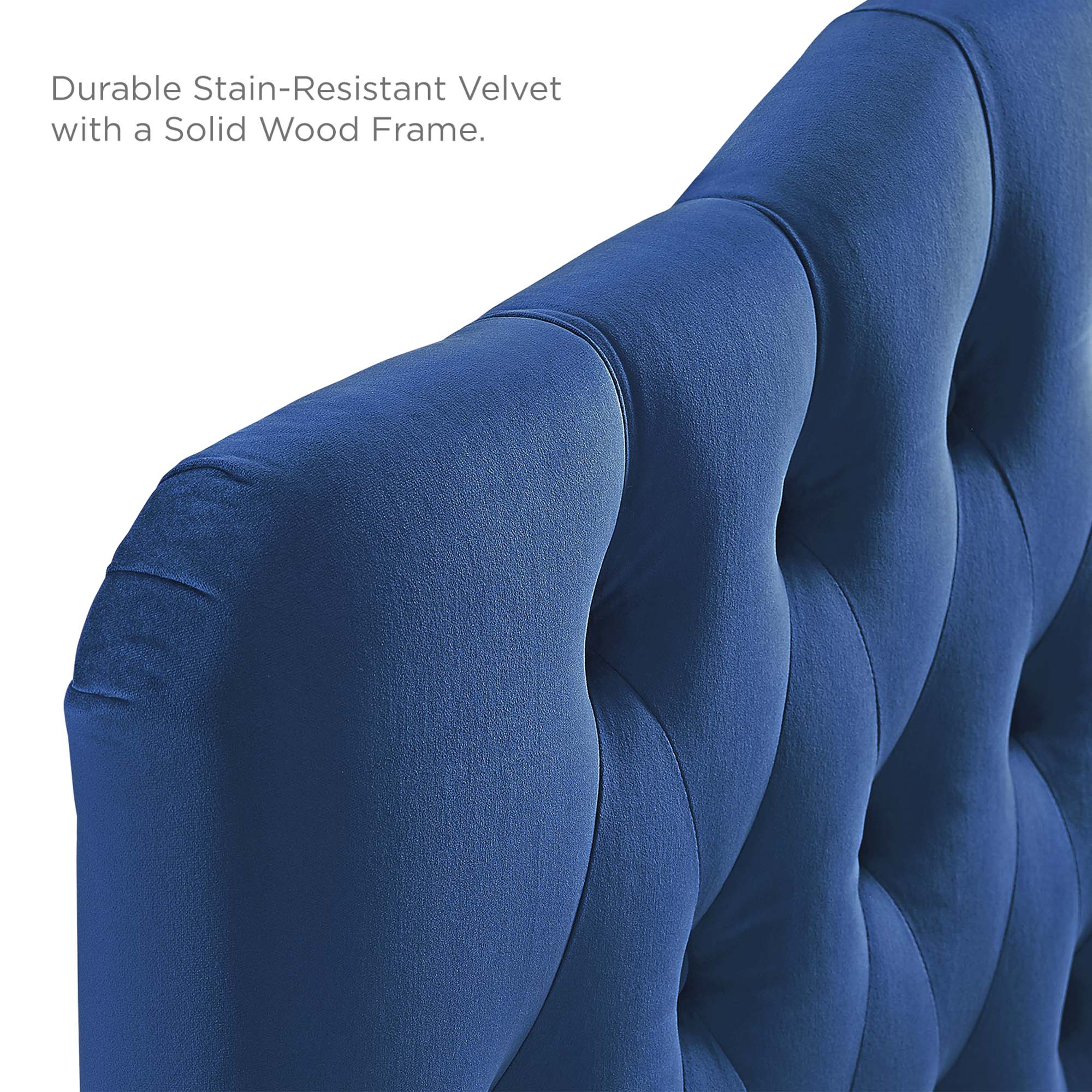 Annabel Diamond Tufted Performance Velvet Queen Headboard, Navy