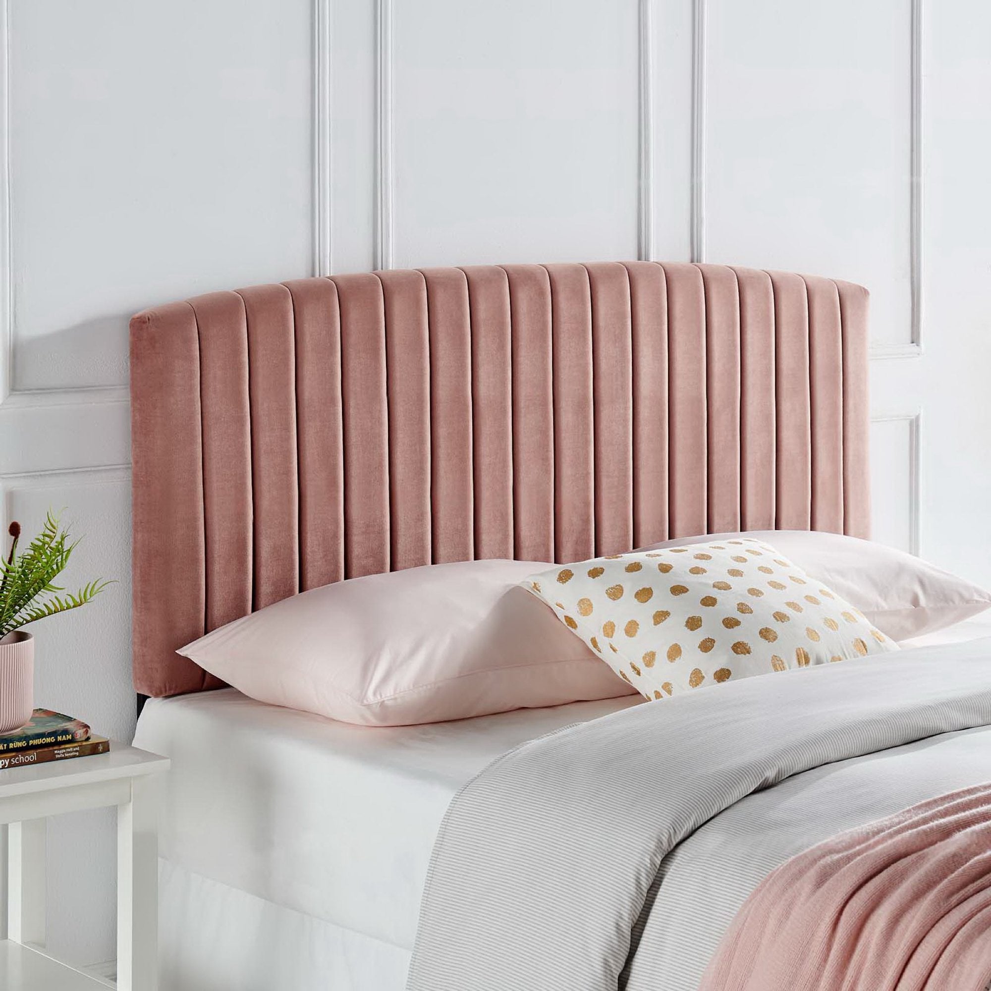 Rebecca Performance Velvet Full / Queen Headboard, Dusty Rose