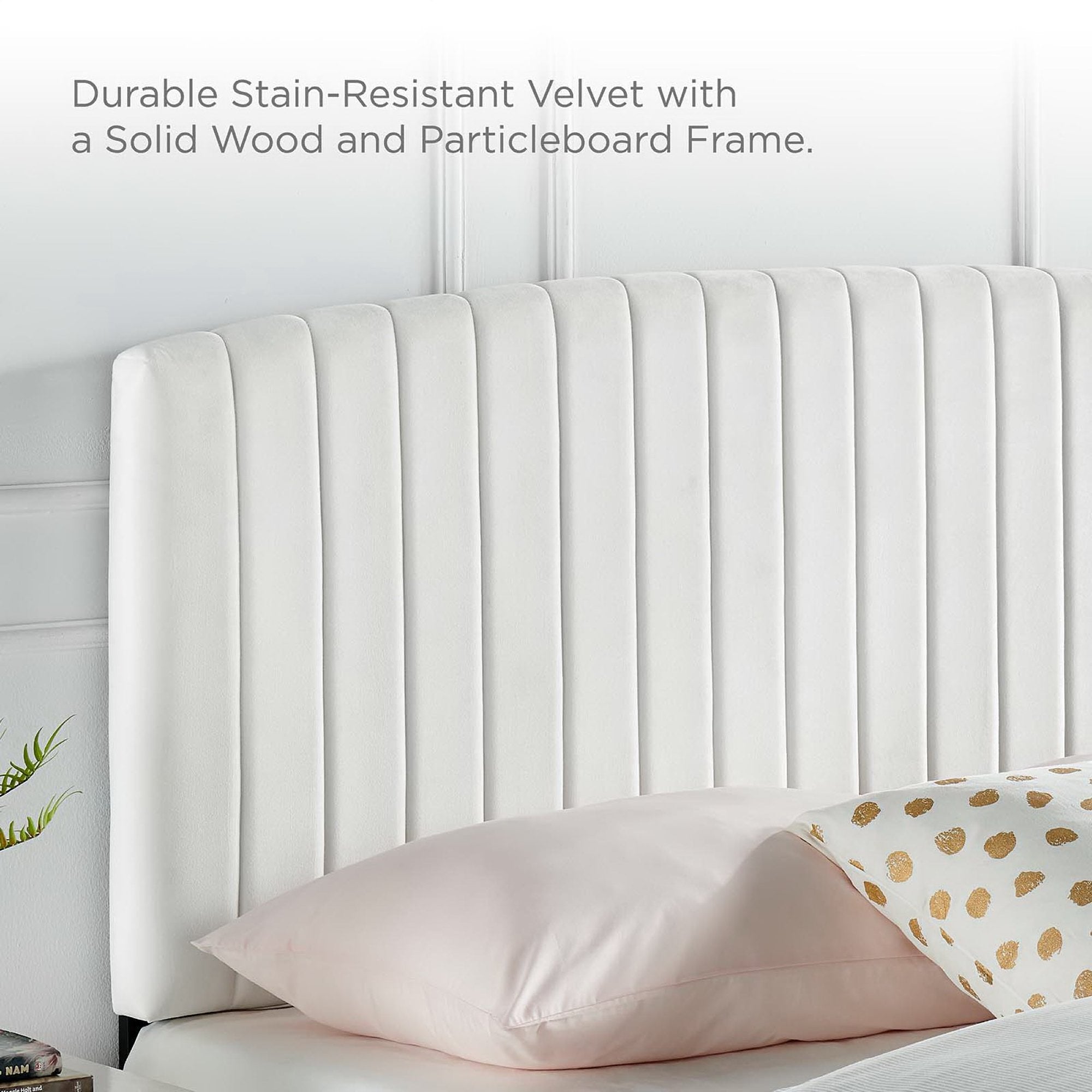 Rebecca Performance Velvet Full / Queen Headboard, White