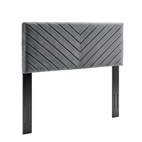 Alyson Angular Channel Tufted Performance Velvet Full / Queen Headboard, Charcoal