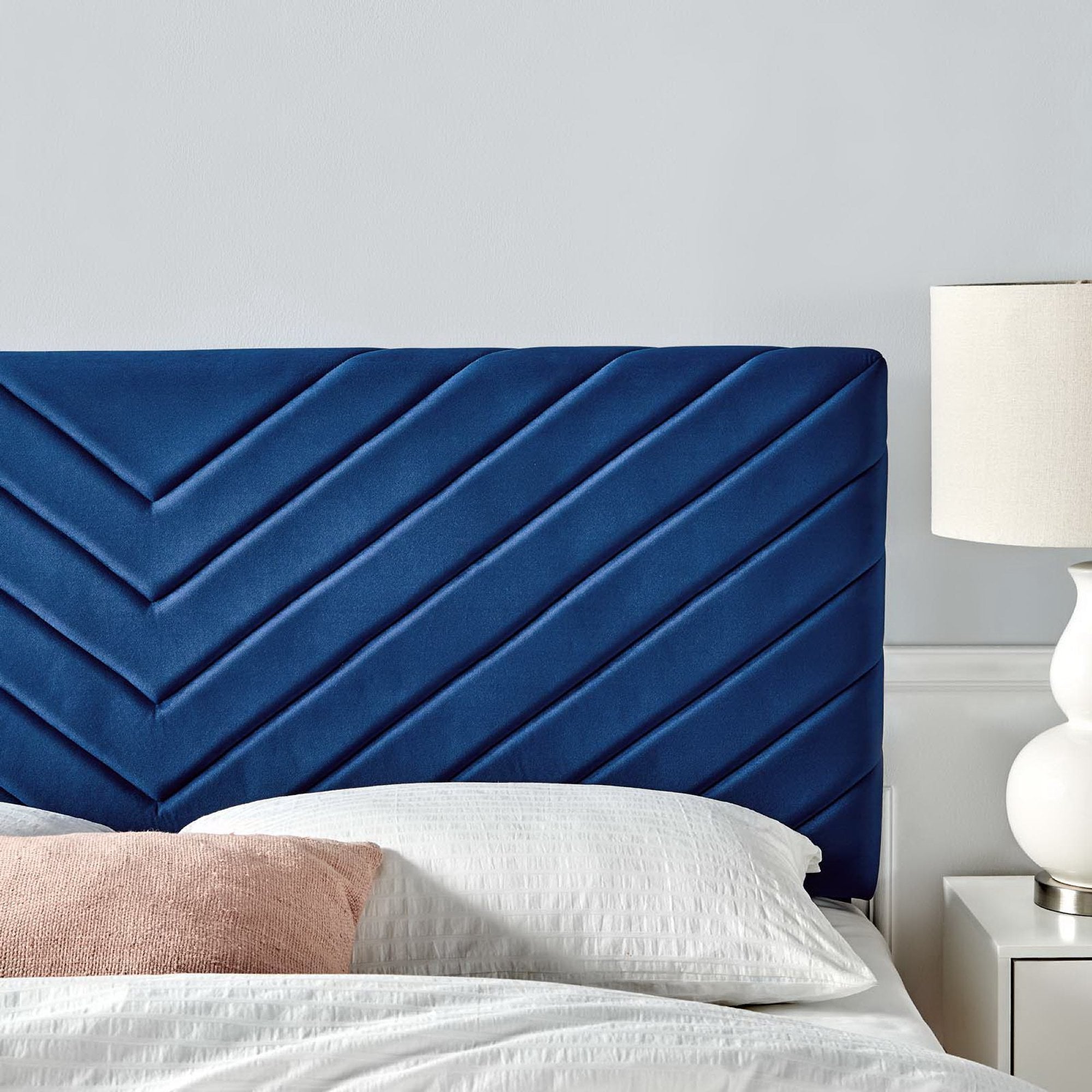 Alyson Angular Channel Tufted Performance Velvet Full / Queen Headboard, Navy