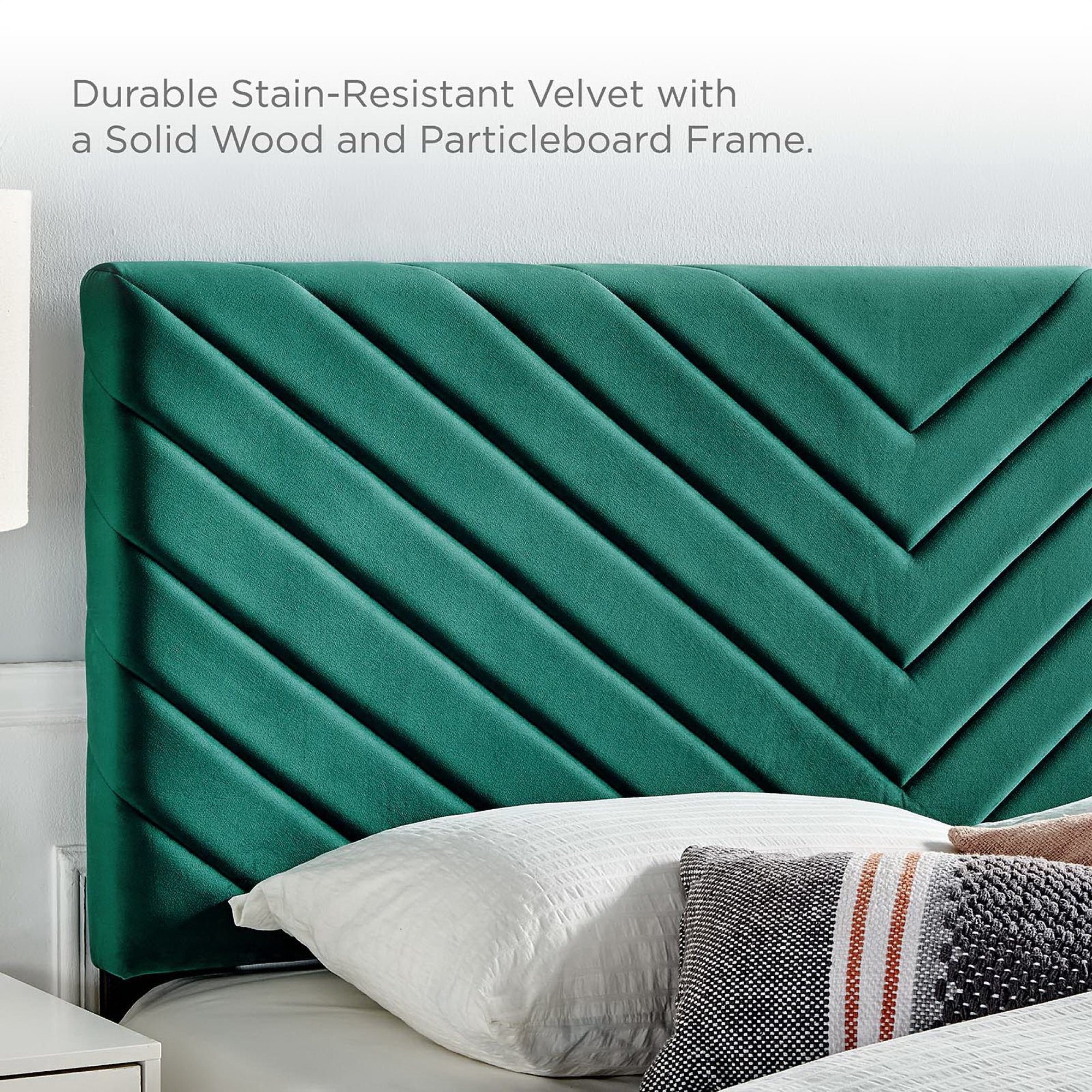 Alyson Angular Channel Tufted Performance Velvet Full / Queen Headboard, Teal