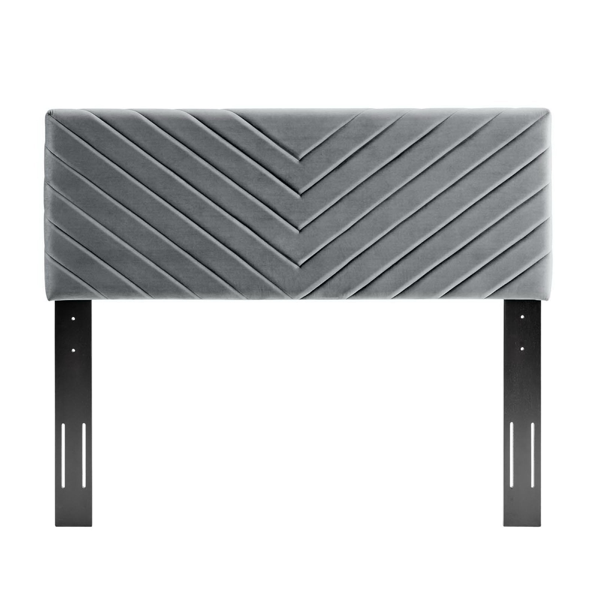 Alyson Angular Channel Tufted Performance Velvet King / California King Headboard, Charcoal