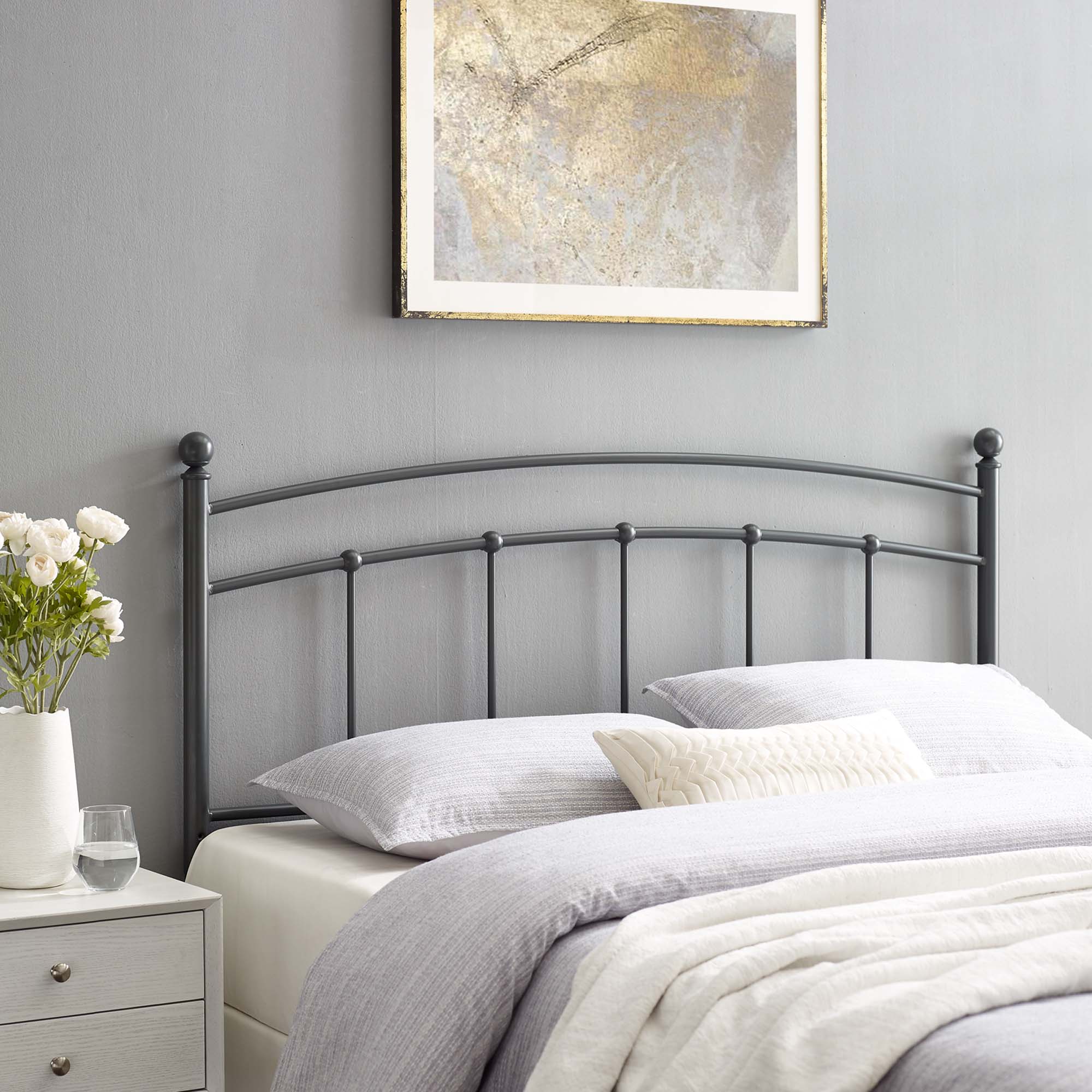 Abigail Metal Twin Headboard, Gray