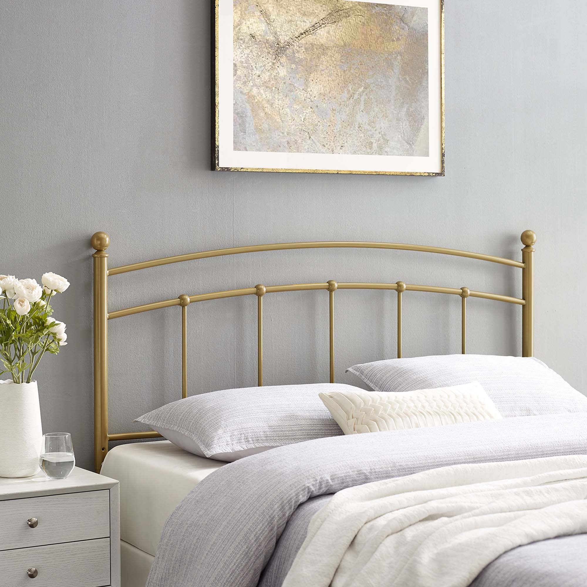 Abigail Metal King Headboard, Gold