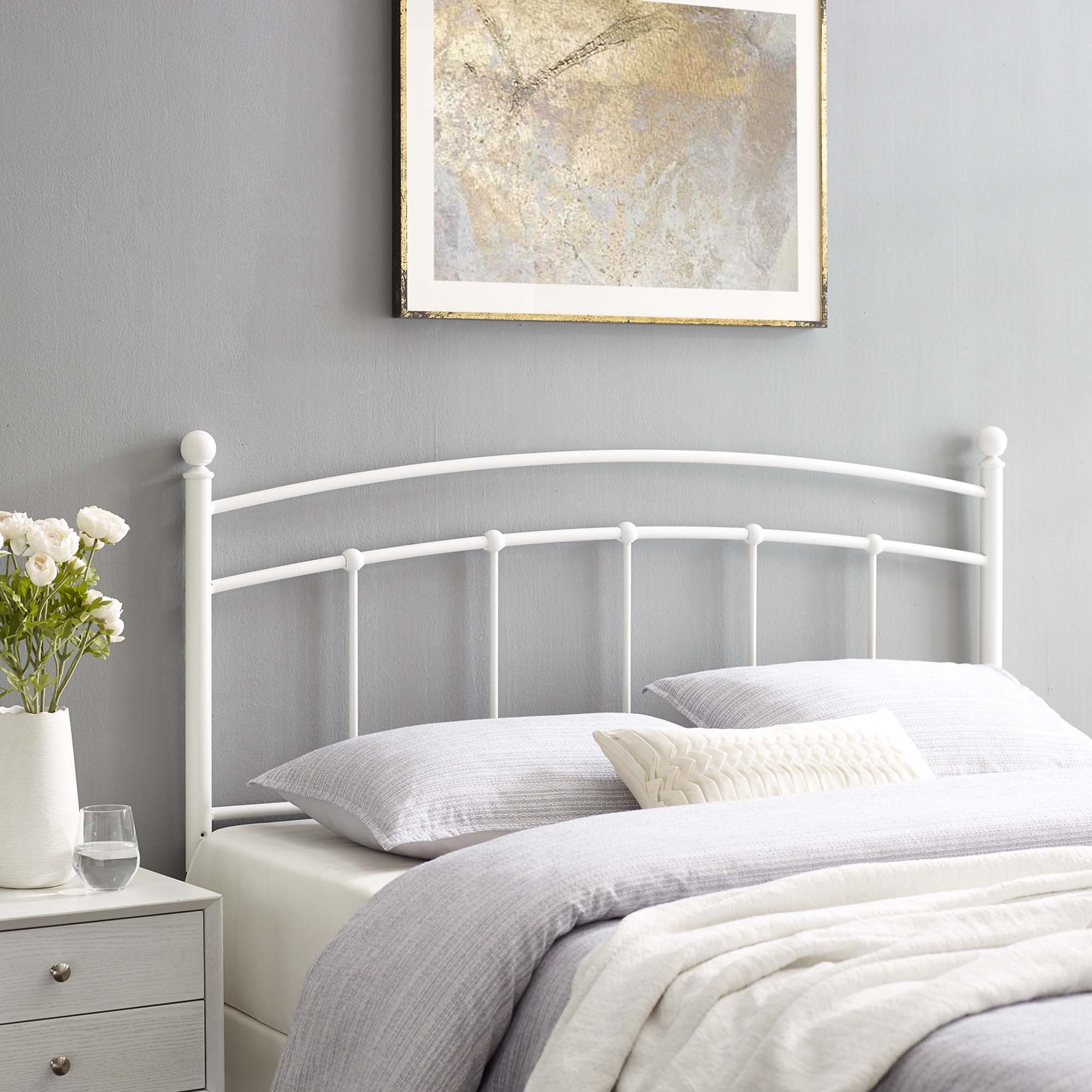 Abigail Metal King Headboard, White