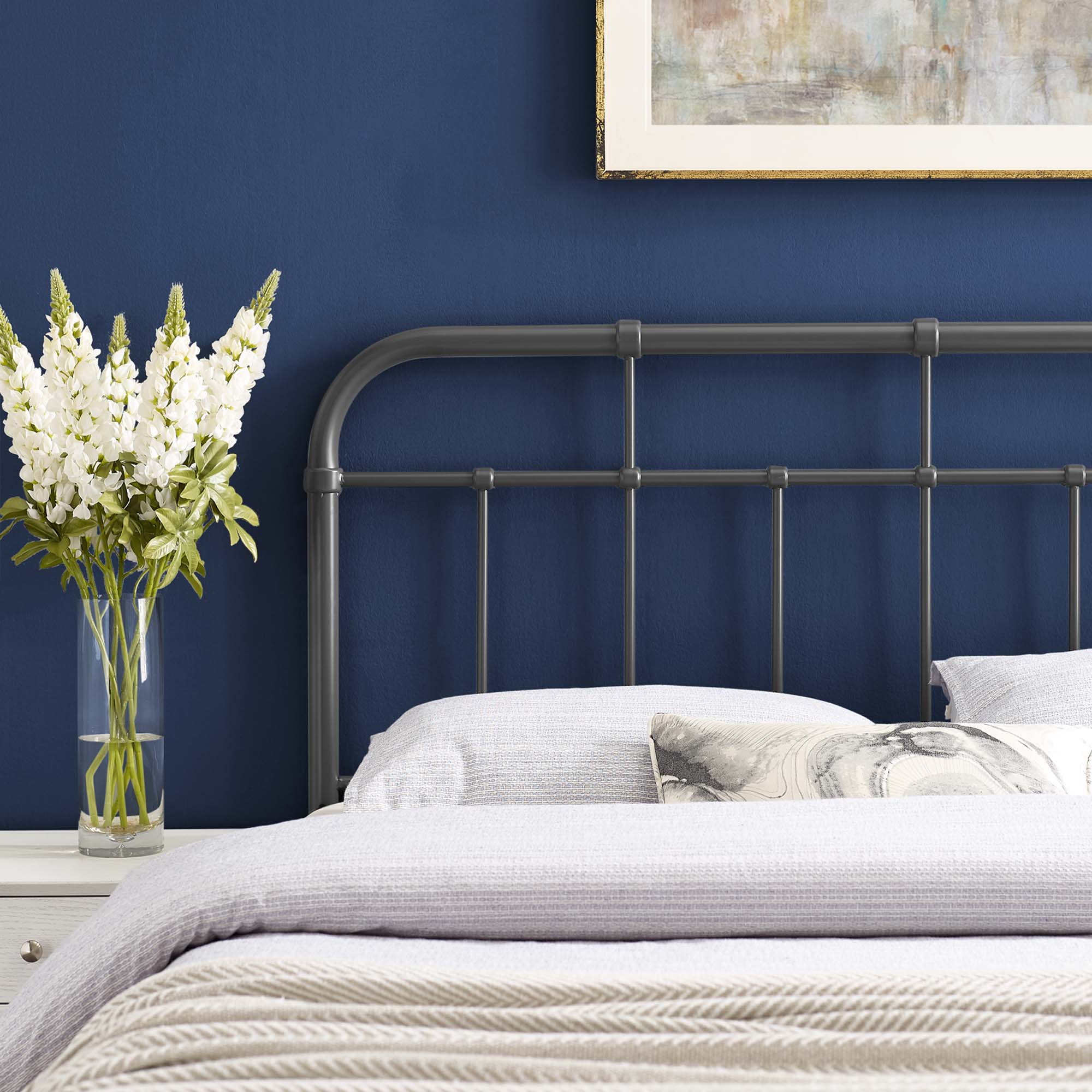 Alessia Metal Twin Headboard, Gray