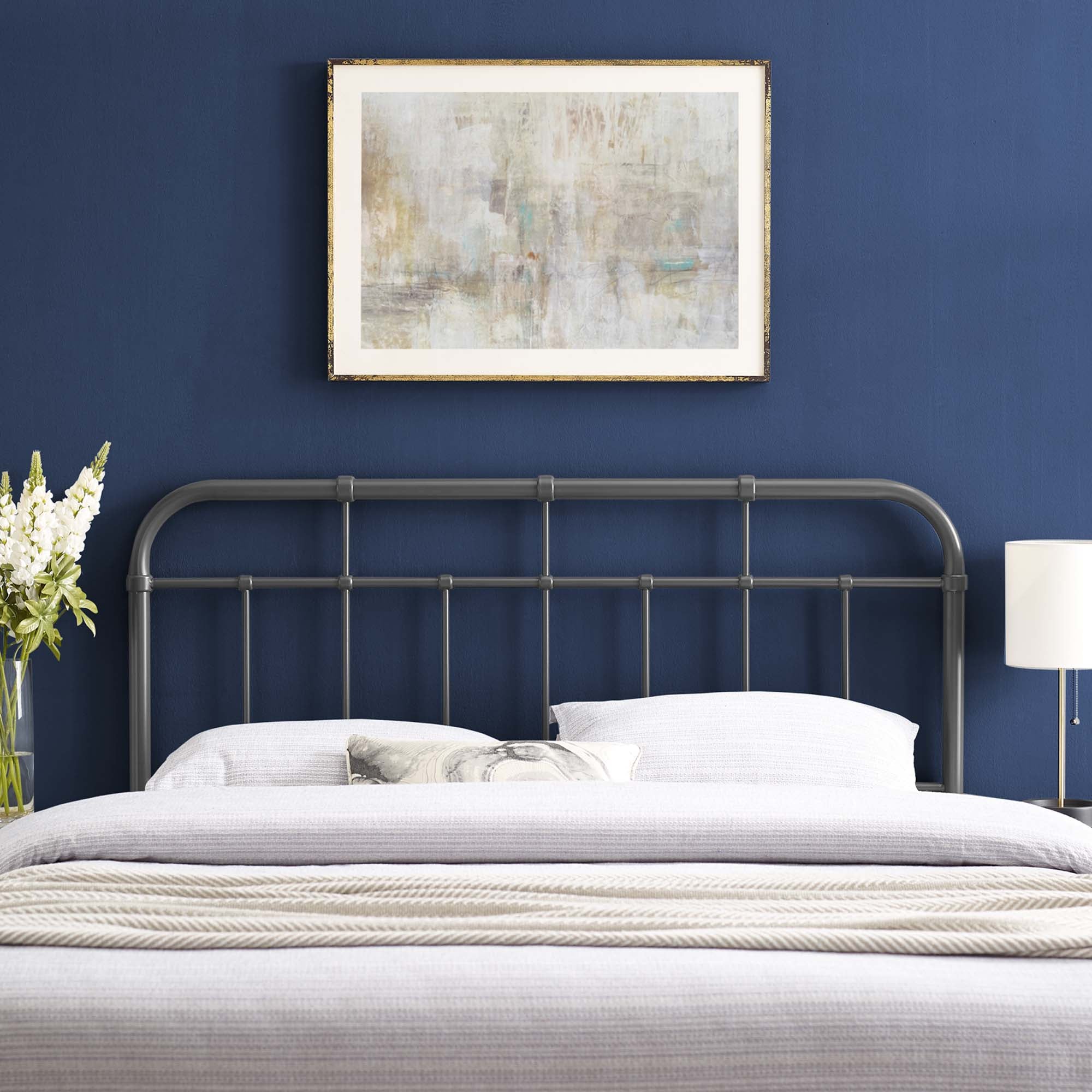 Alessia Metal Twin Headboard, Gray
