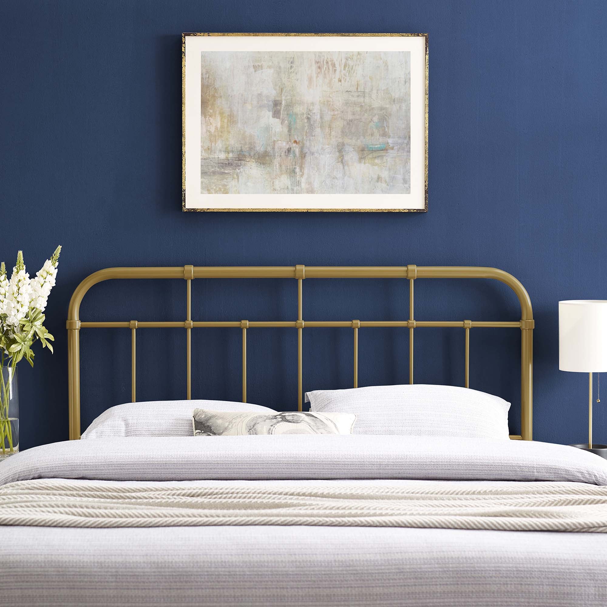Alessia Metal Full Headboard, Gold