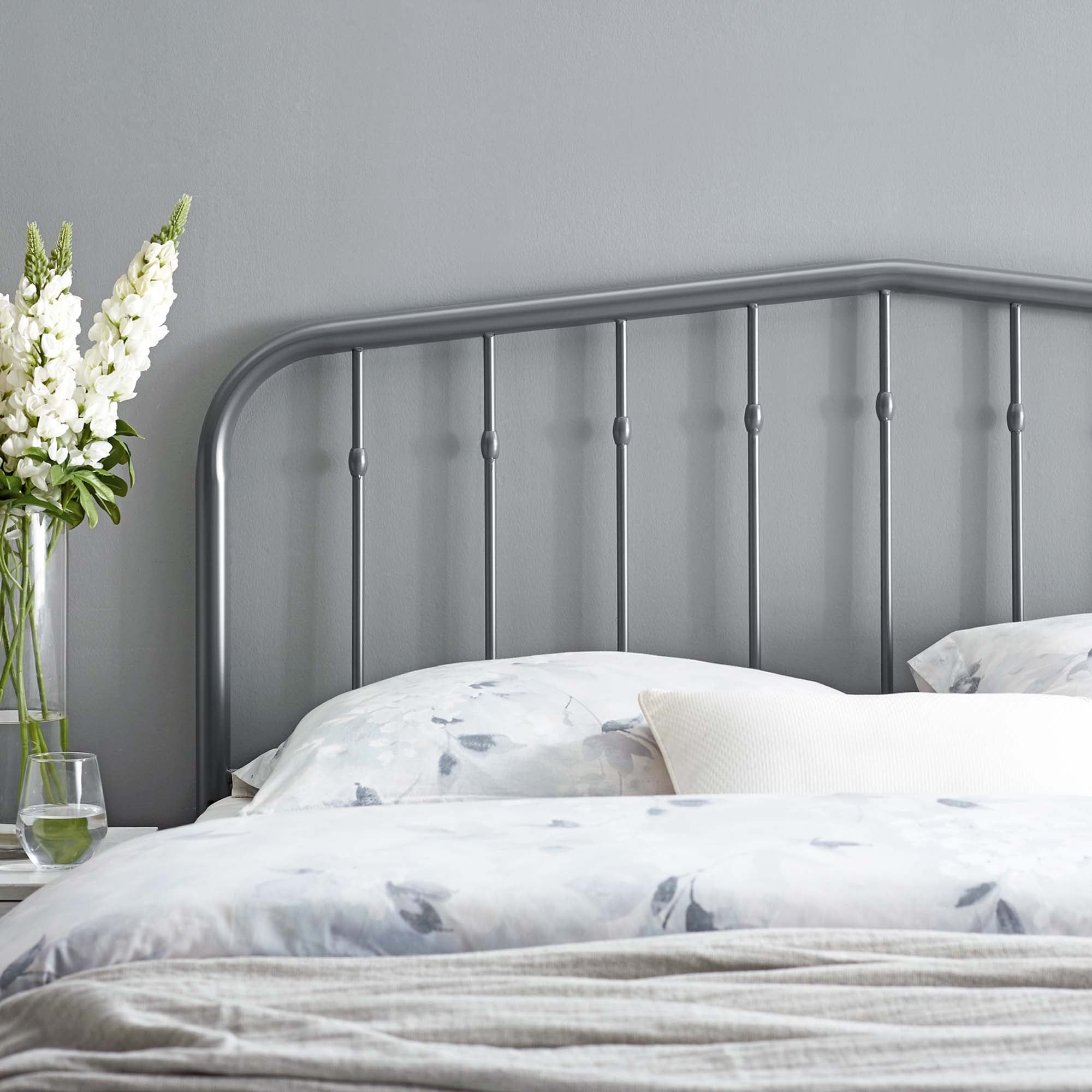 Lennon Metal Twin Headboard, Gray