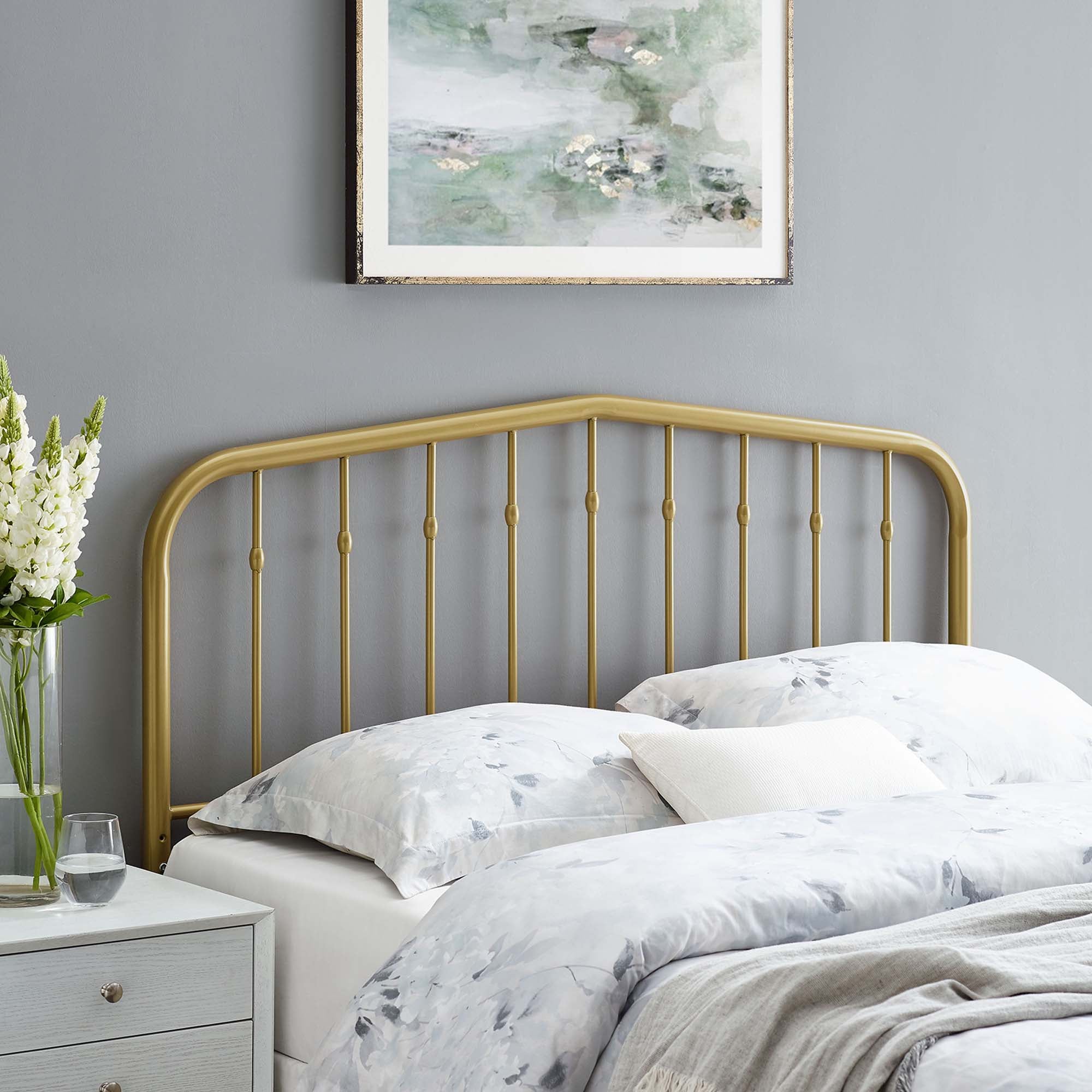Lennon Metal Full Headboard, Gold