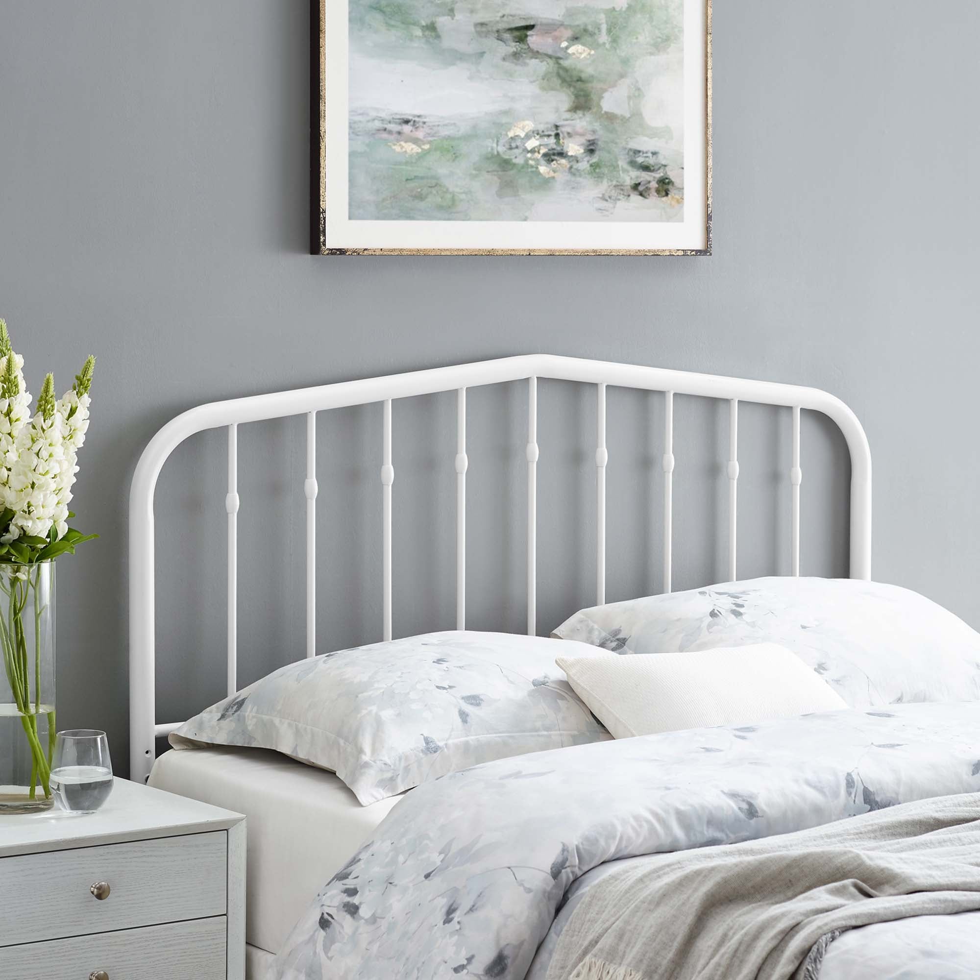 Lennon Metal Full Headboard, White