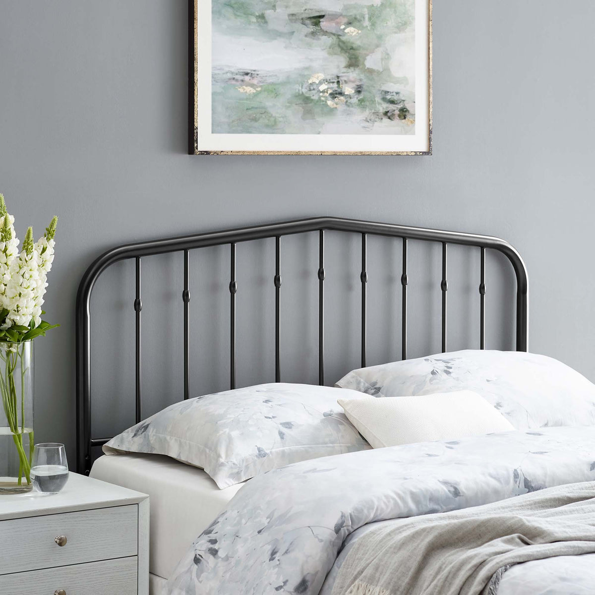 Lennon Metal Queen Headboard, Black
