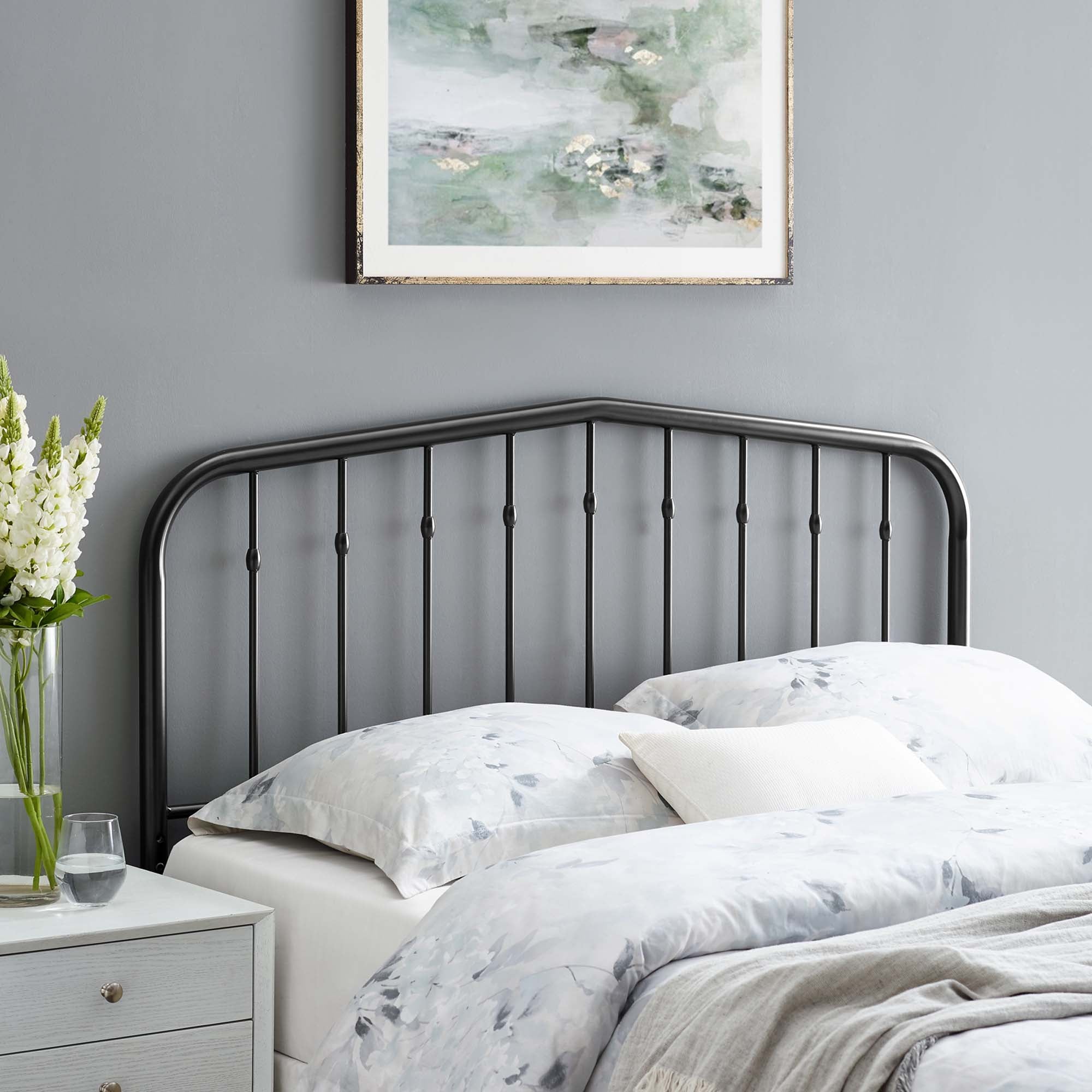 Lennon Metal King Headboard, Black