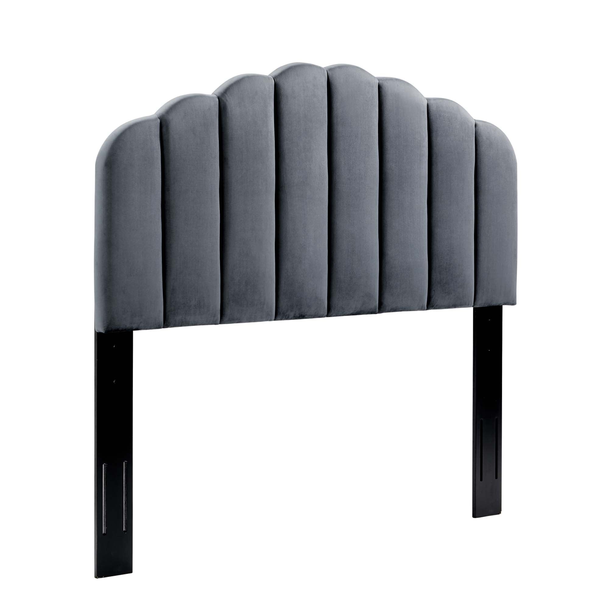 Veronique Performance Velvet Twin Headboard, Charcoal