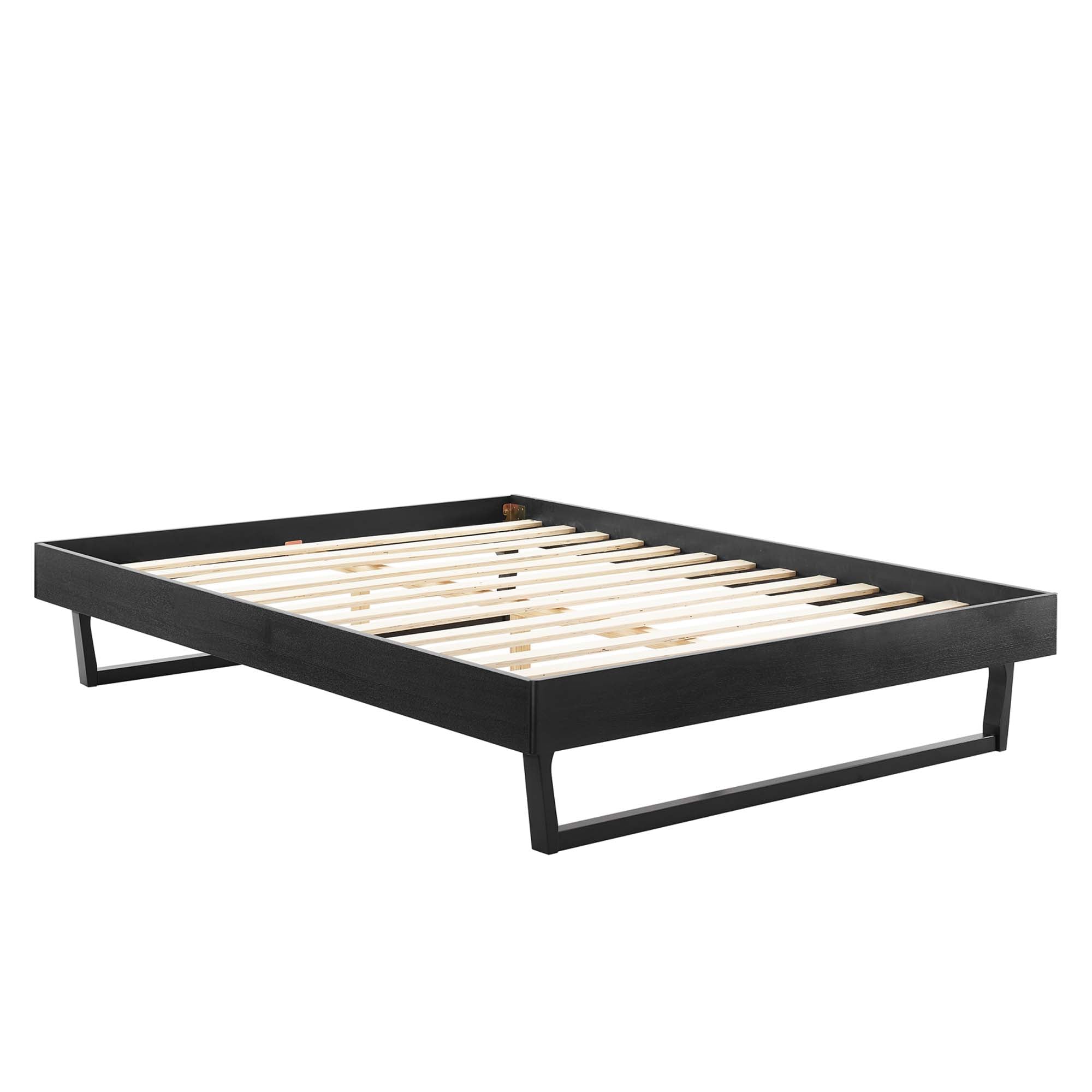 Billie Wood Full Platform Bed Frame, Black