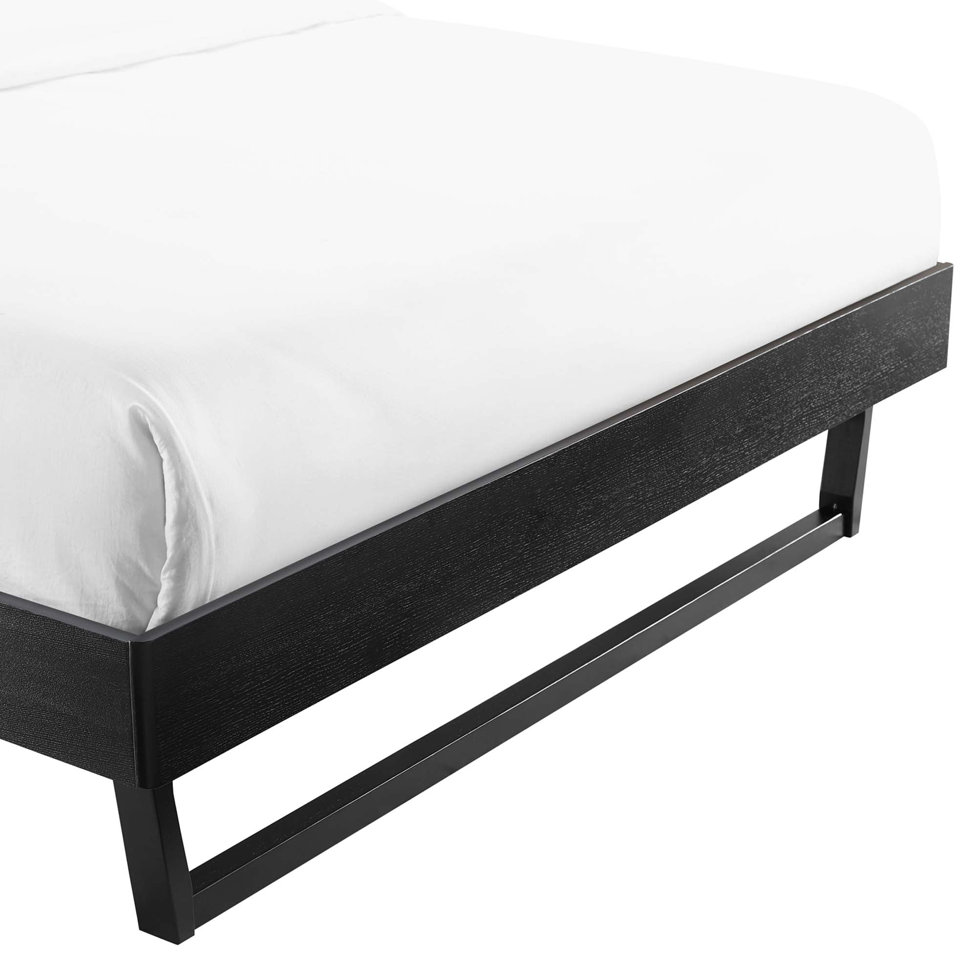 Billie Wood Full Platform Bed Frame, Black