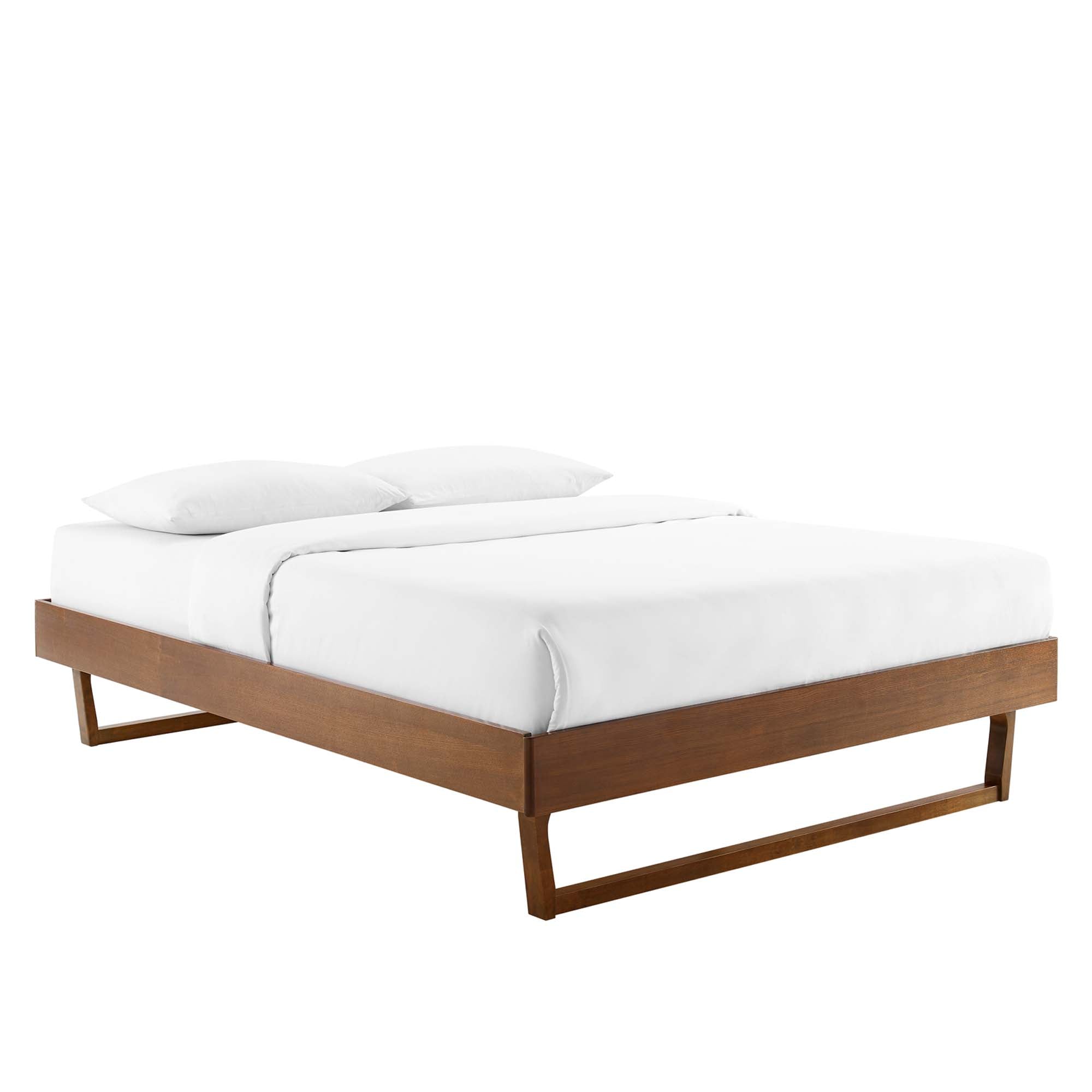 Billie Wood Full Platform Bed Frame, Walnut