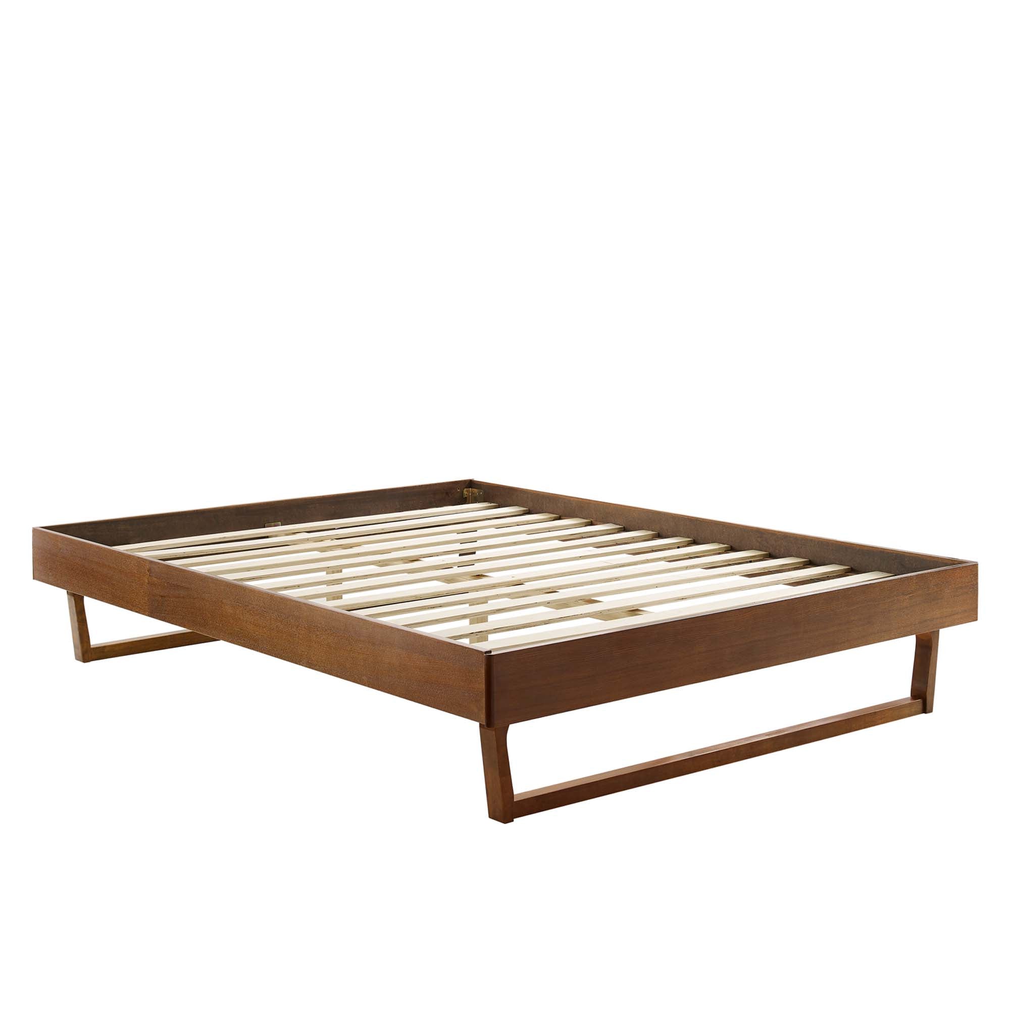 Billie Wood Full Platform Bed Frame, Walnut
