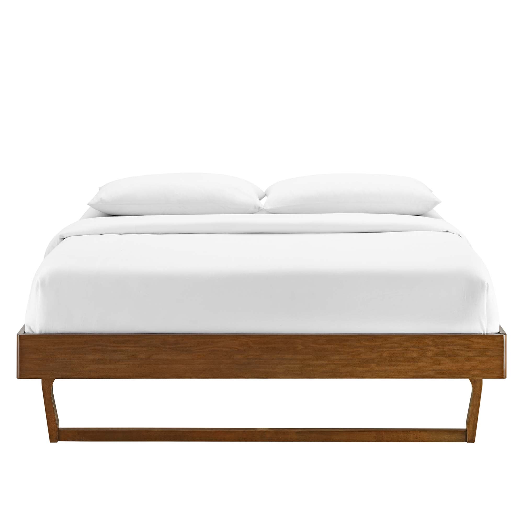 Billie Wood Full Platform Bed Frame, Walnut