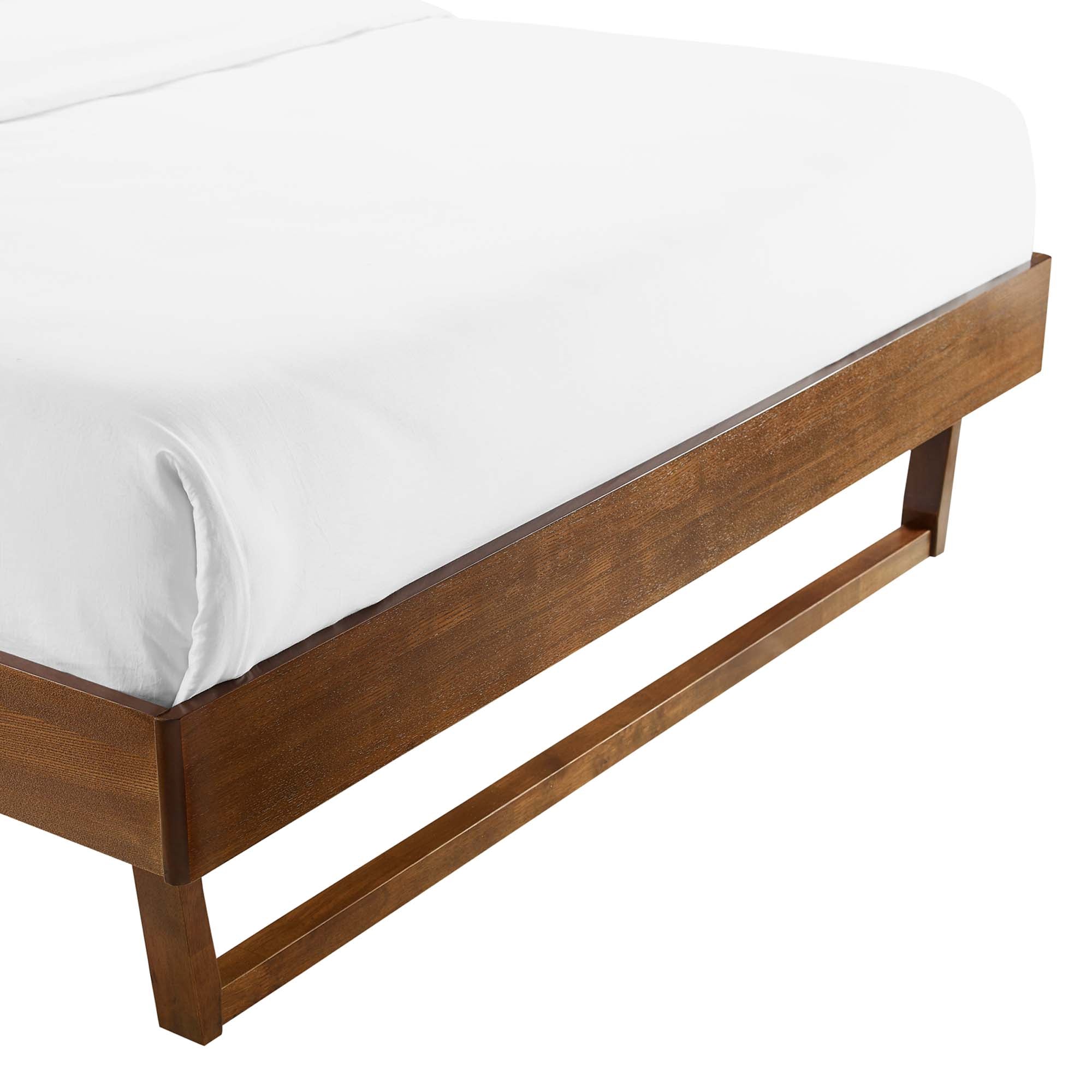 Billie Wood Full Platform Bed Frame, Walnut