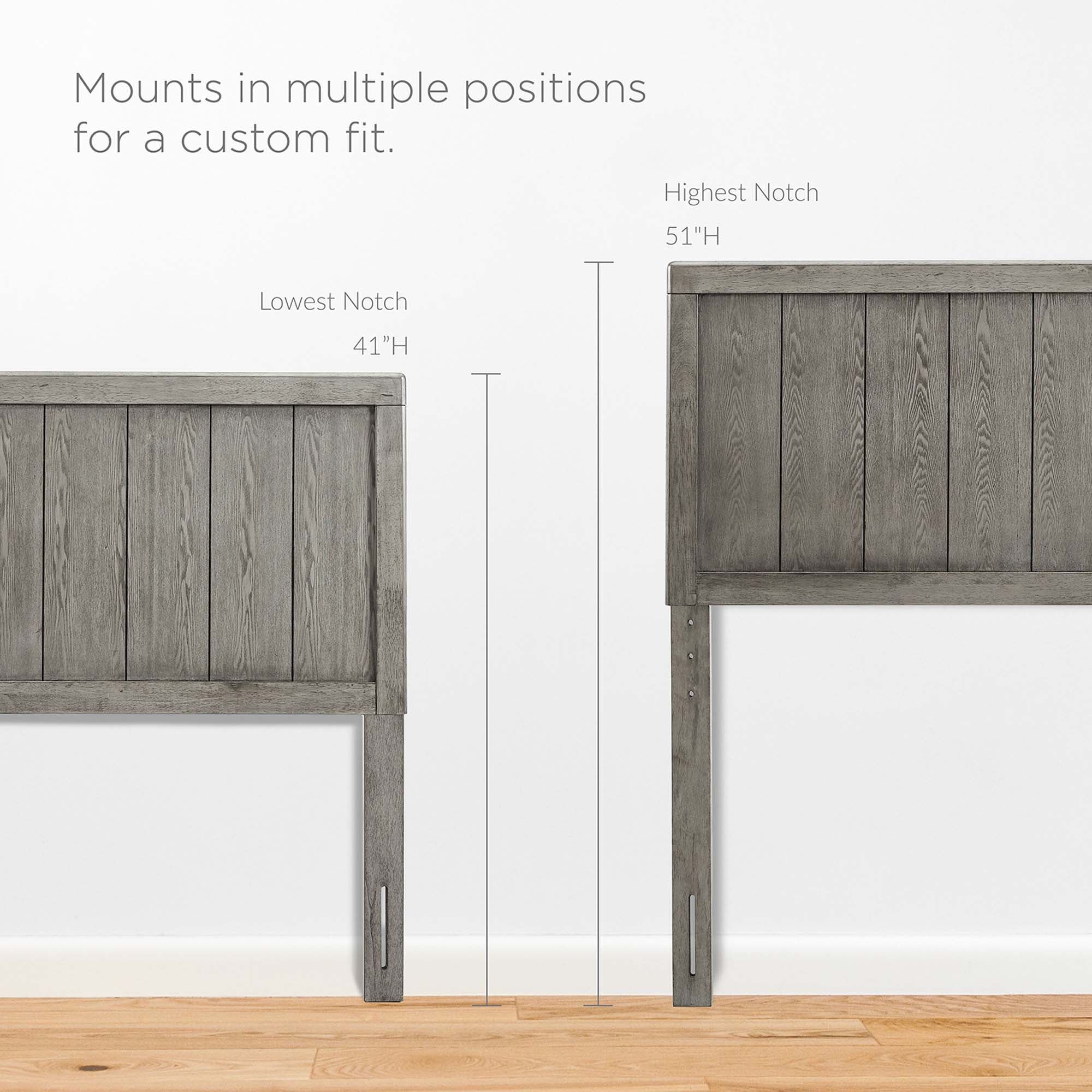 Robbie Wood Twin Headboard, Gray