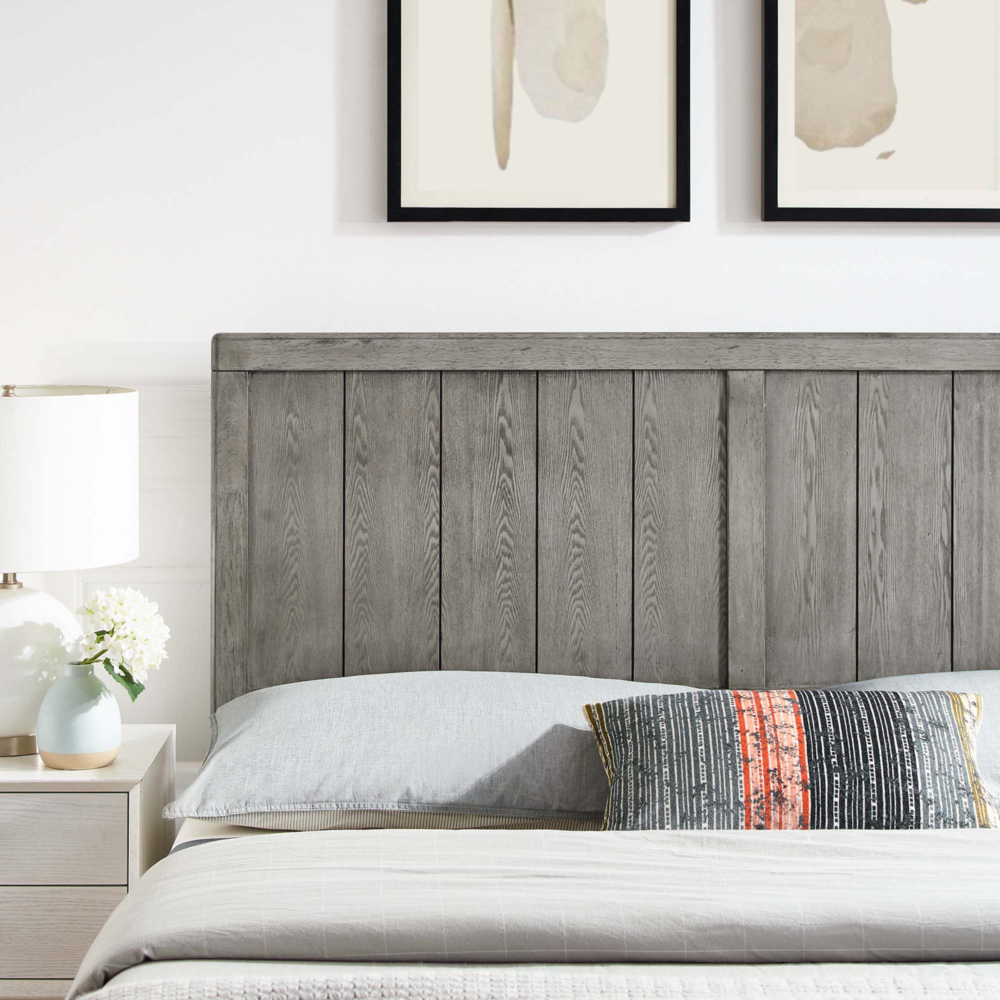 Robbie Wood King Headboard, Gray