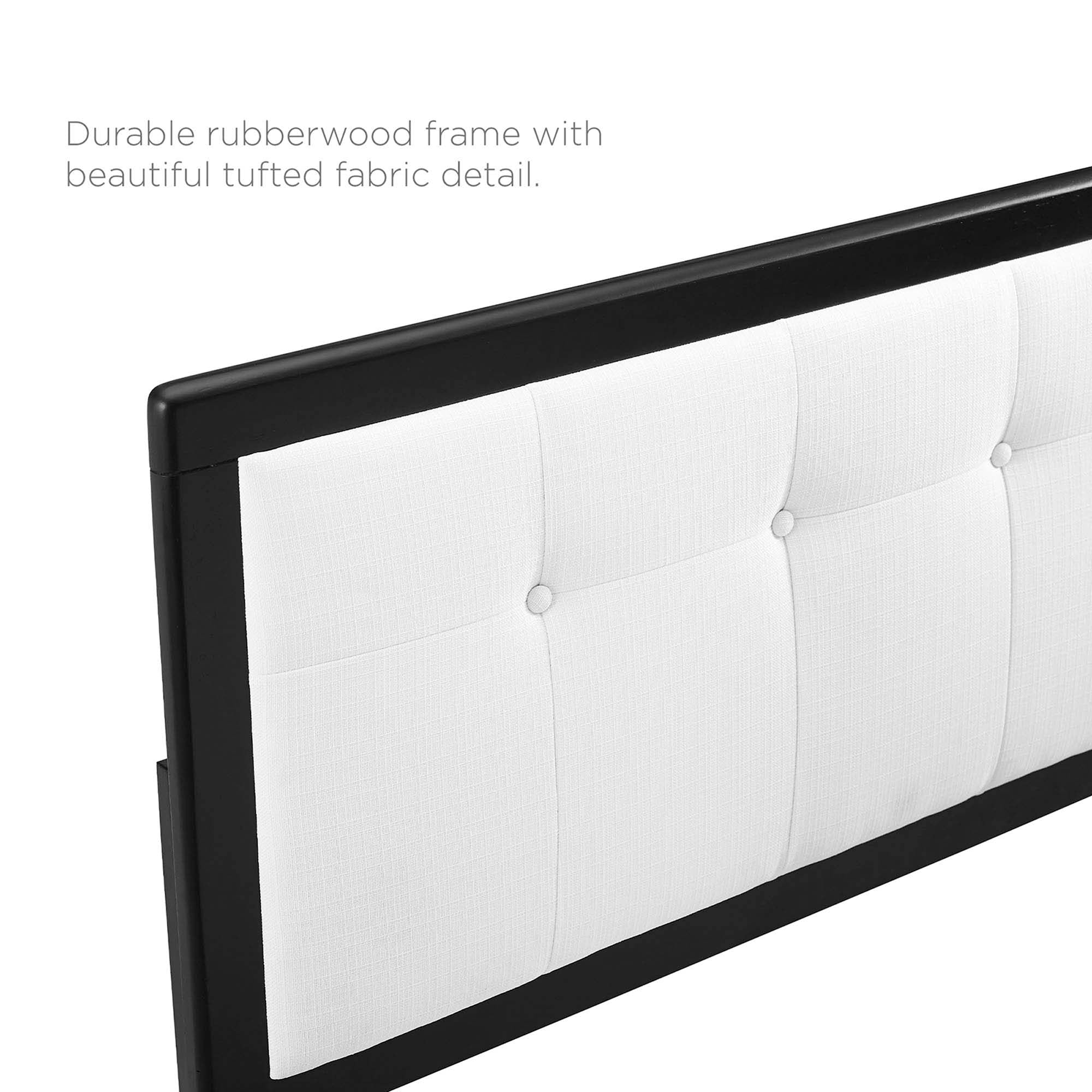 Draper Tufted Fabric and Wood Twin Headboard, Black White