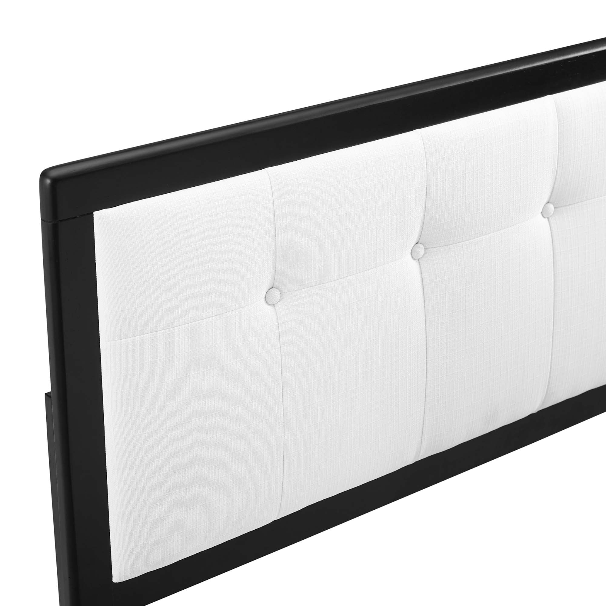 Draper Tufted Fabric and Wood Queen Headboard, Black White