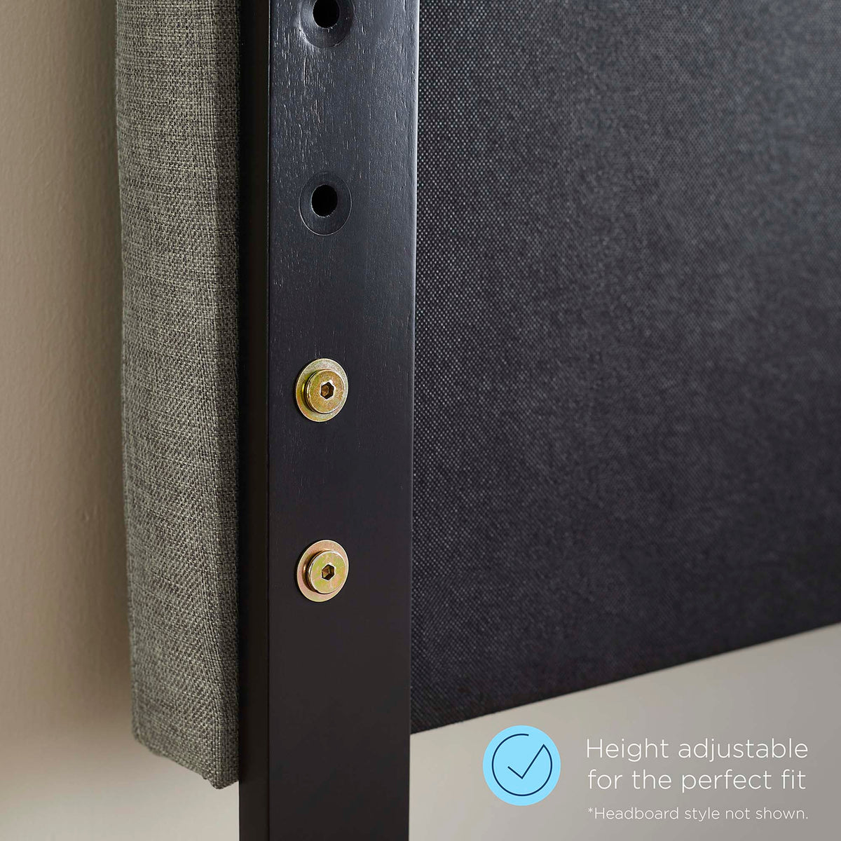 Draper Tufted Fabric and Wood King Headboard, Walnut Charcoal